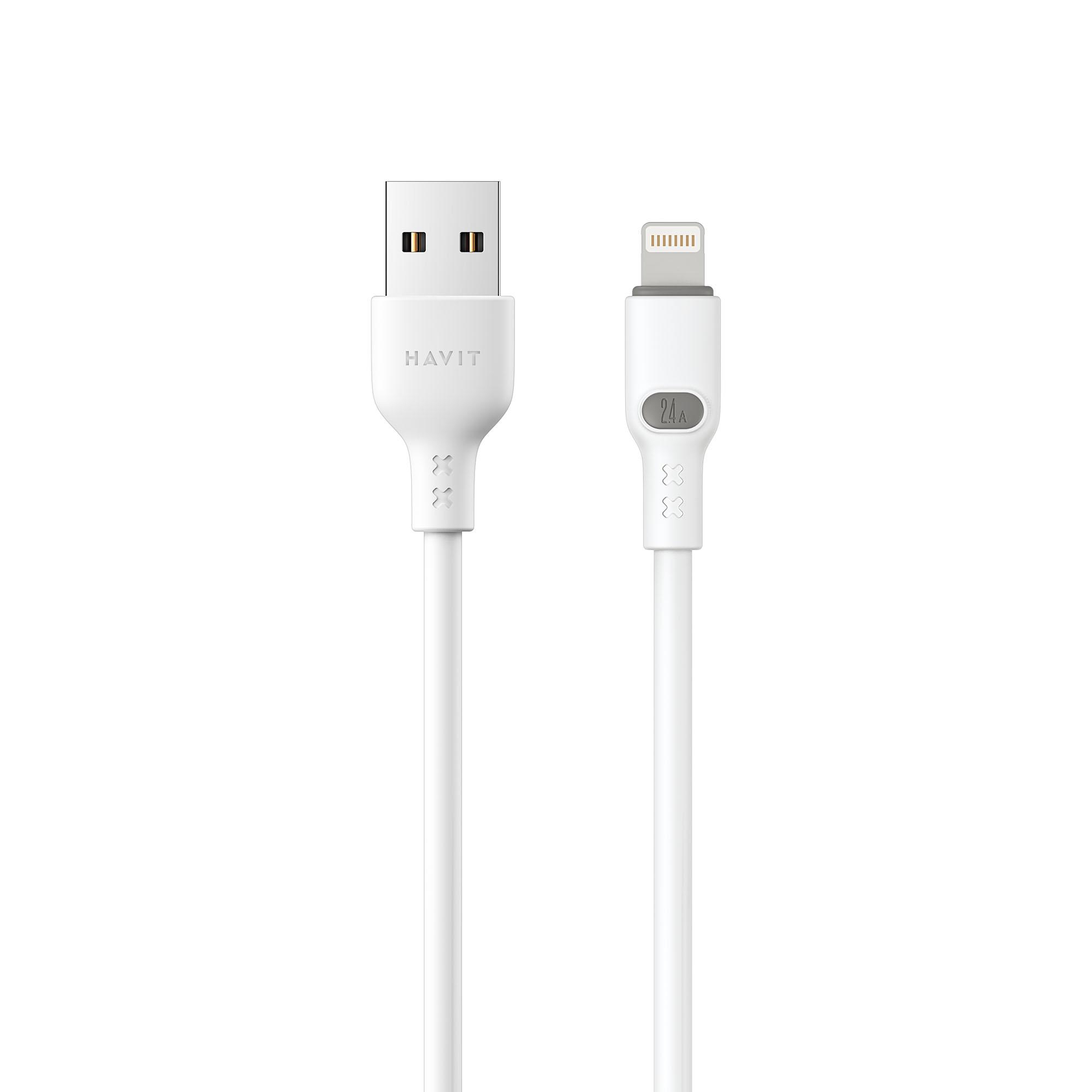 Кабель USB - Lightning HAVIT HV-CB6283 2.4A 1м White (силіконовий)