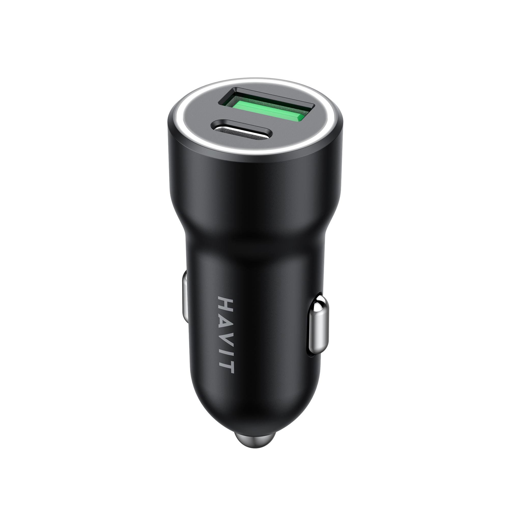 Автомобільний зарядний пристрій HAVIT HV-CC613 20W USB+USB-C — фото 2 з 10