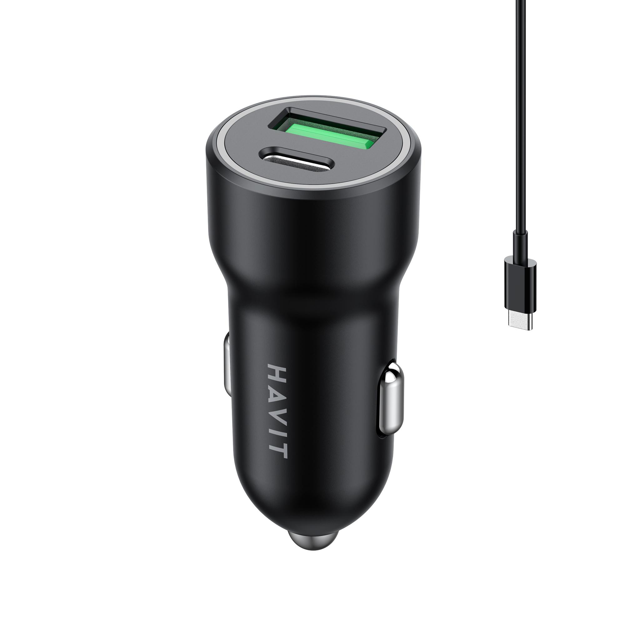 Автомобільний зарядний пристрій HAVIT HV-CC613 20W USB+USB-C — фото 4 з 10