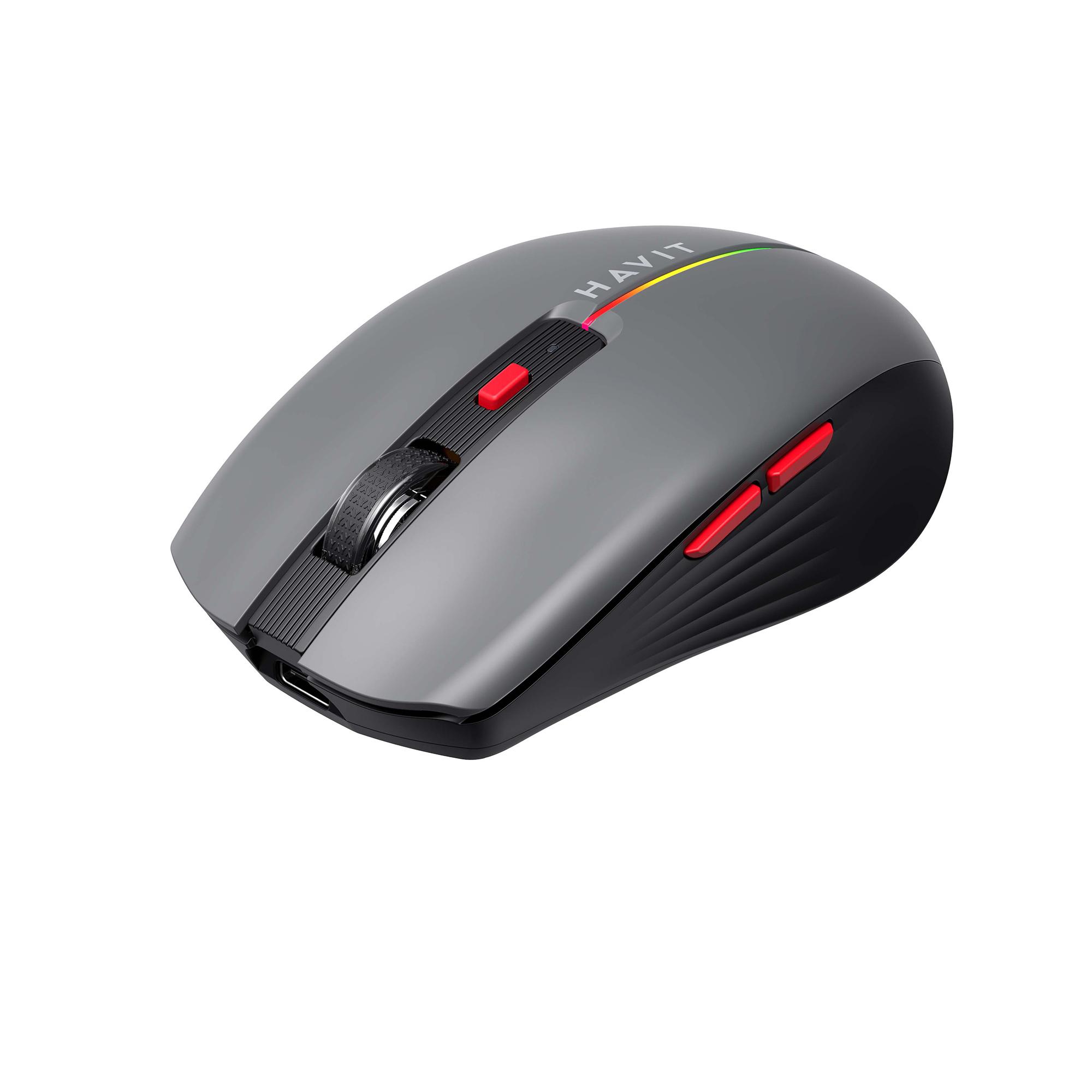 Бездротова миша трьохрежимна HAVIT HV-MS65WB Gray (2.4GHz + BT5.0) — фото 4 з 5