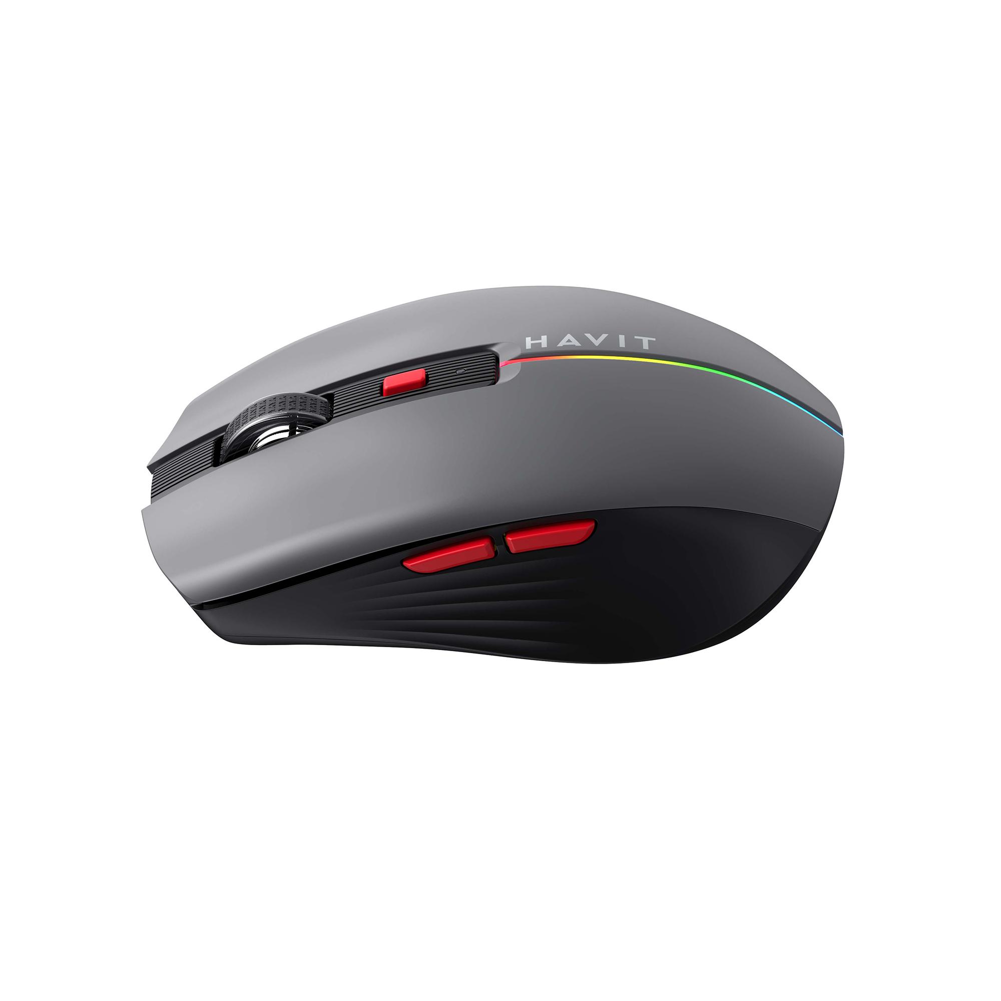 Бездротова миша трьохрежимна HAVIT HV-MS65WB Gray (2.4GHz + BT5.0) — фото 2 з 5