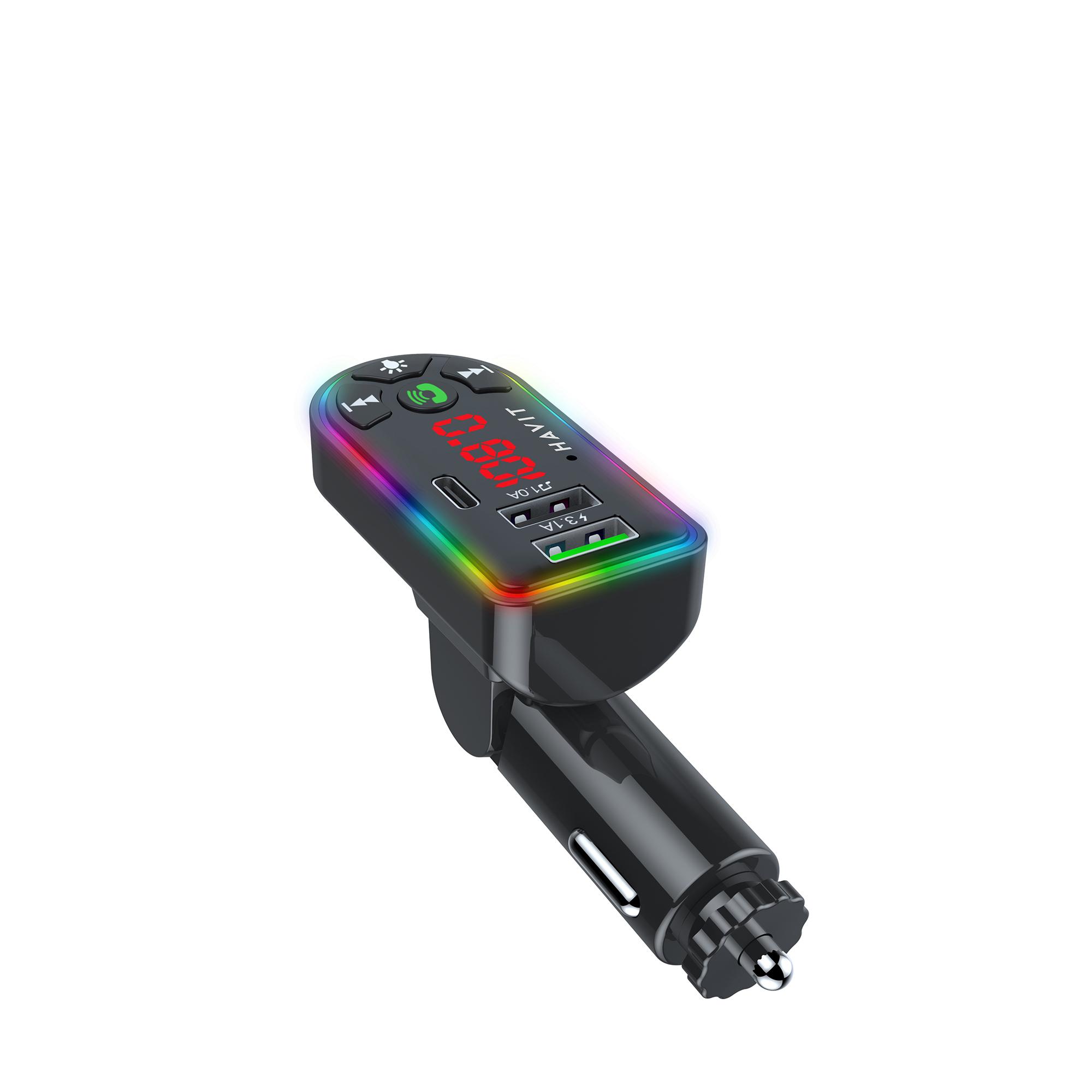 FM модулятор HAVIT HV-FM813BT 2USB+USB-C RGB Black — фото 3 з 4