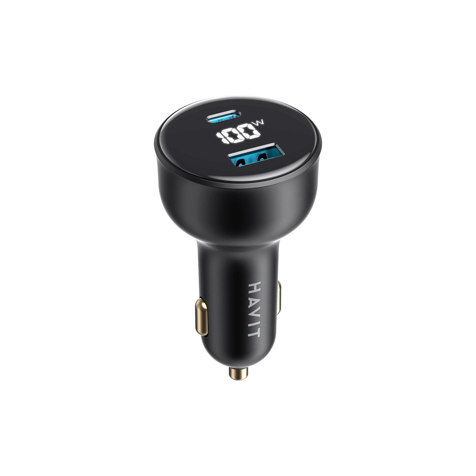 Автомобільний зарядний пристрій HAVIT HV-CC100W 100W USB+USB-C — фото 1 з 5