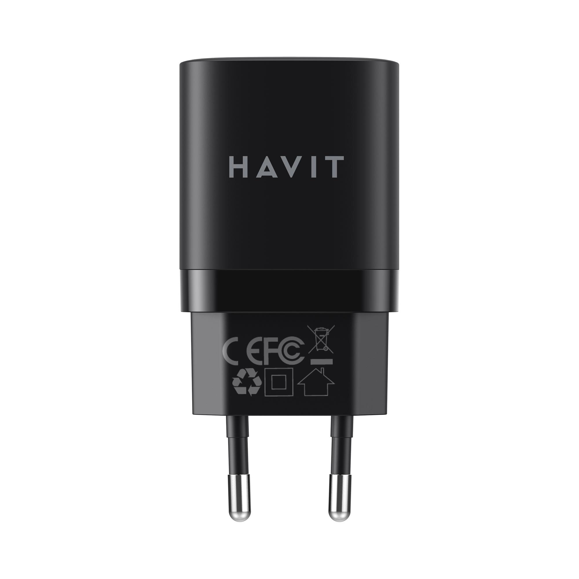 Зарядний пристрій HAVIT HV-UC30 GaN 30W USB+USB-C Black — фото 2 з 3