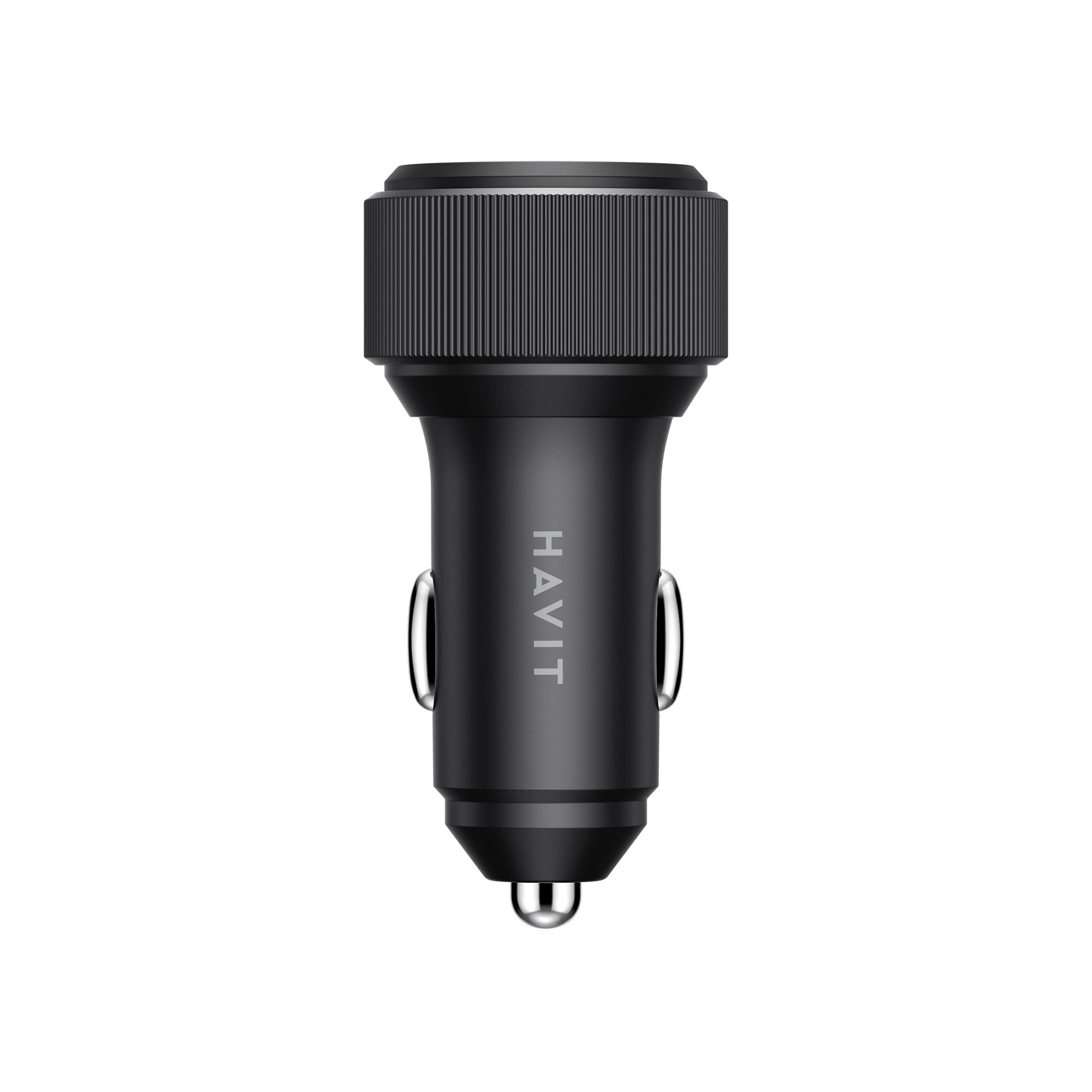 Автомобільний зарядний пристрій HAVIT HV-CC2014 60W 2xUSB-C Black — фото 4 з 5