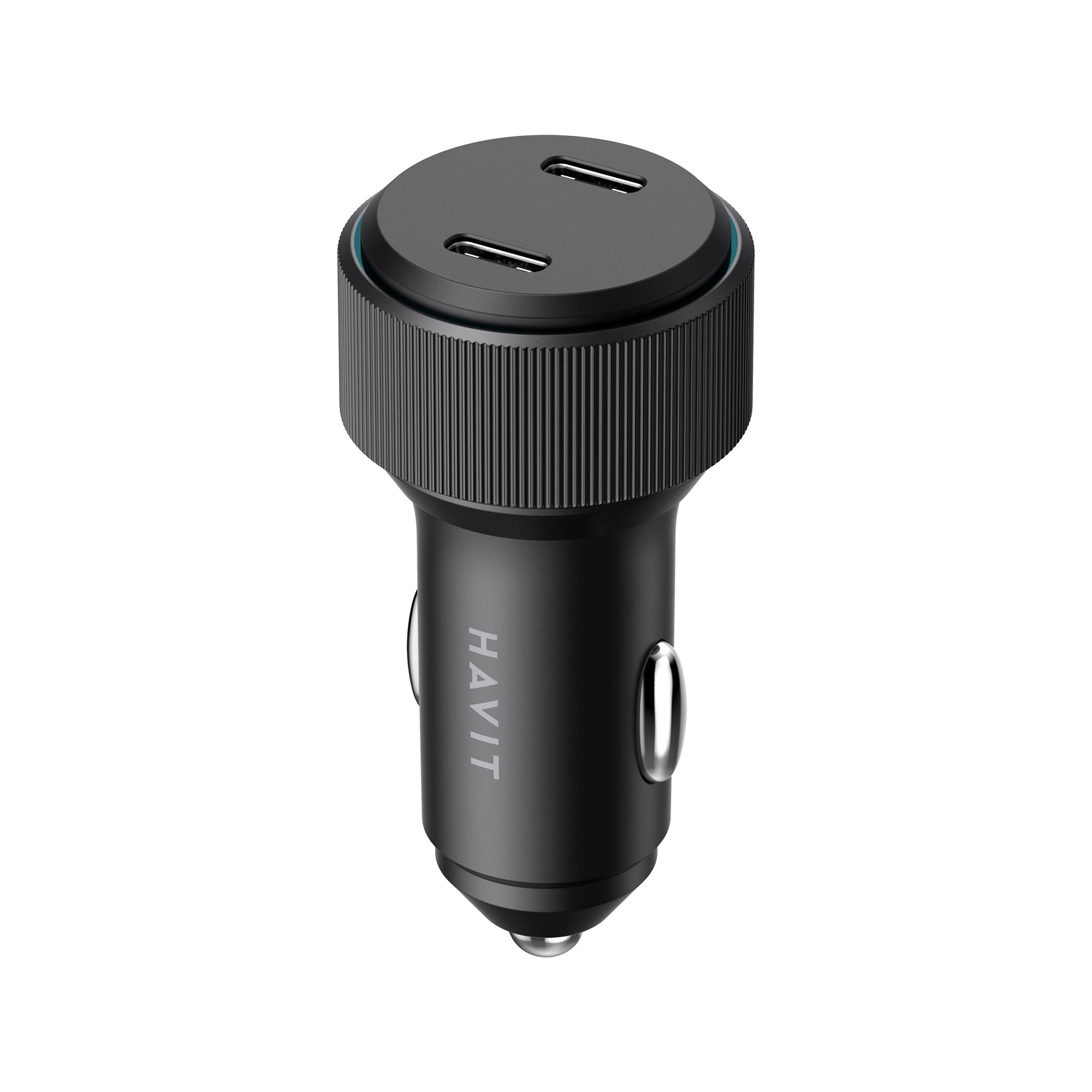 Автомобільний зарядний пристрій HAVIT HV-CC2014 60W 2xUSB-C Black — фото 1 з 5