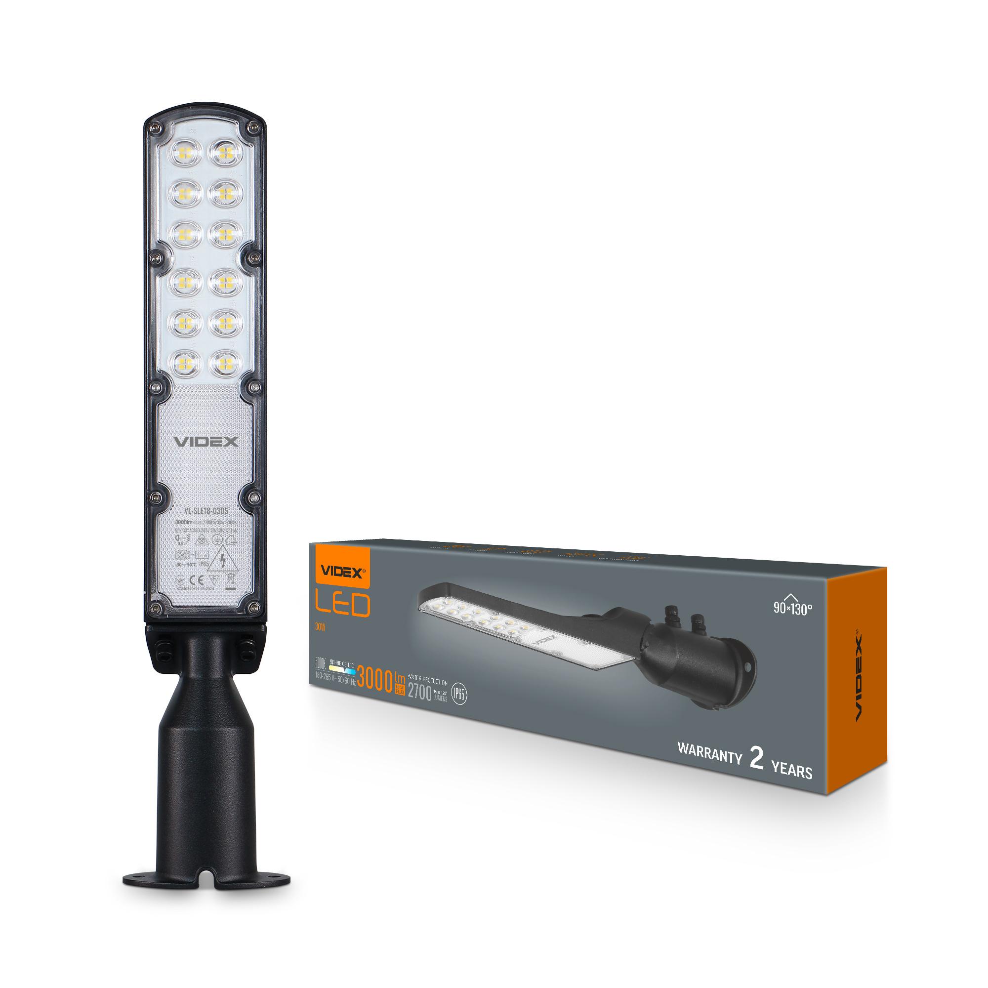 LED ліхтар вуличний VIDEX IP65 SLE18 30W 3000Lm 5000K 220V — фото 1 з 8