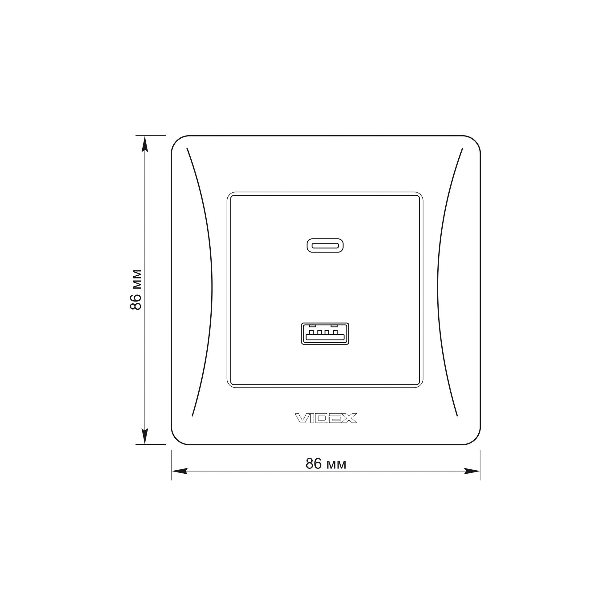 Розетка USB-A + USB-C PD20W срібний шовк VIDEX BINERA — фото 5 з 6