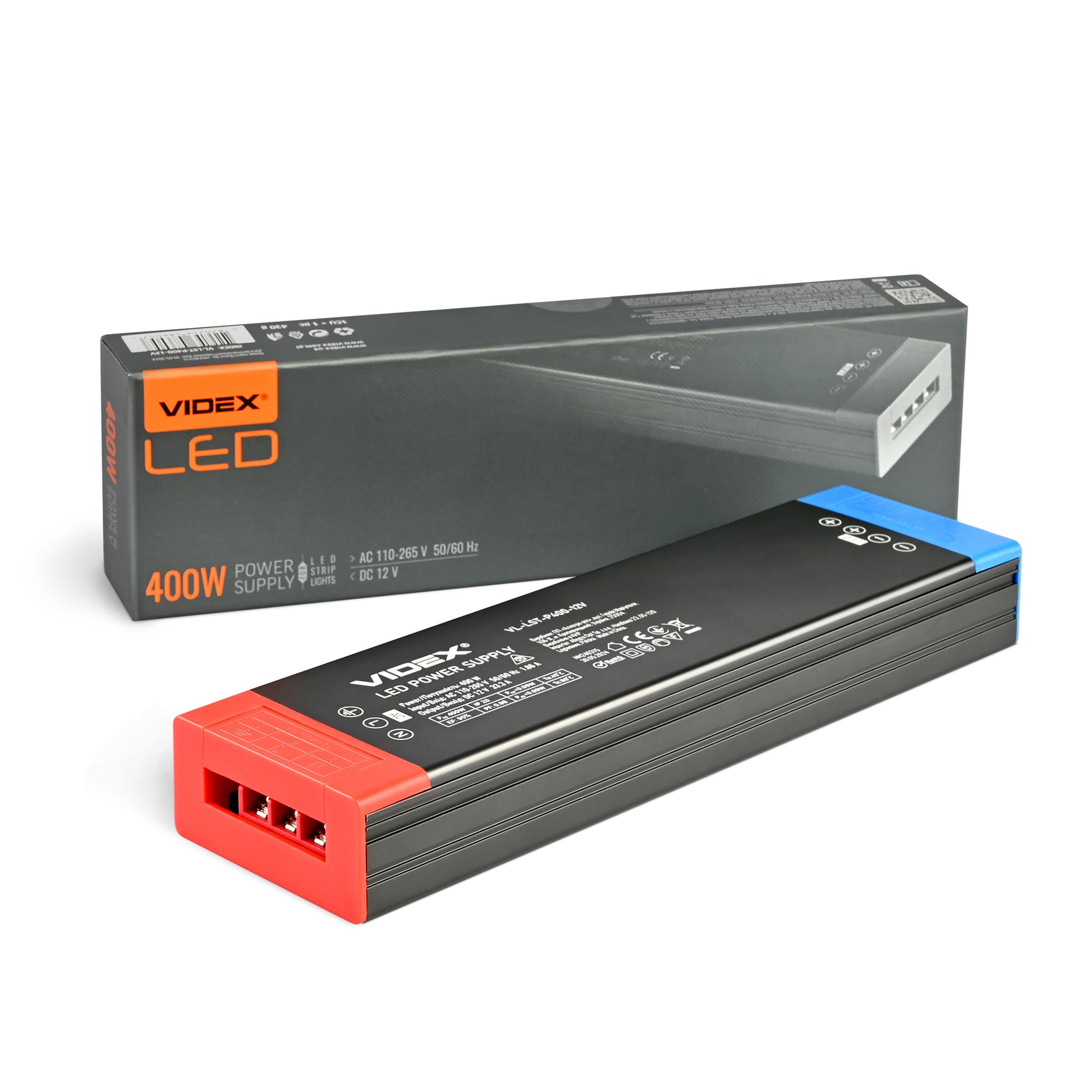 Блок живлення для LED стрічки VIDEX DC12V 33.3A 400W IP20 (VL-LST-P400-12V) — фото 1 з 7
