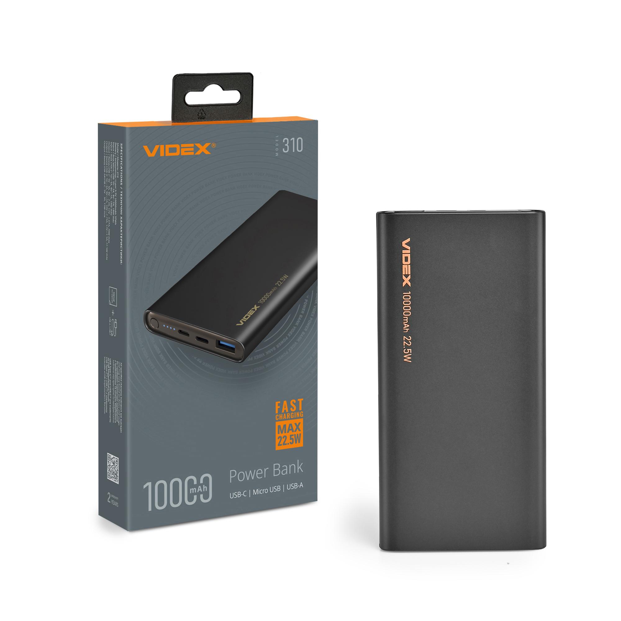 Повербанк 10000mAh VIDEX VPB-310 22.5W Black — фото 1 з 7