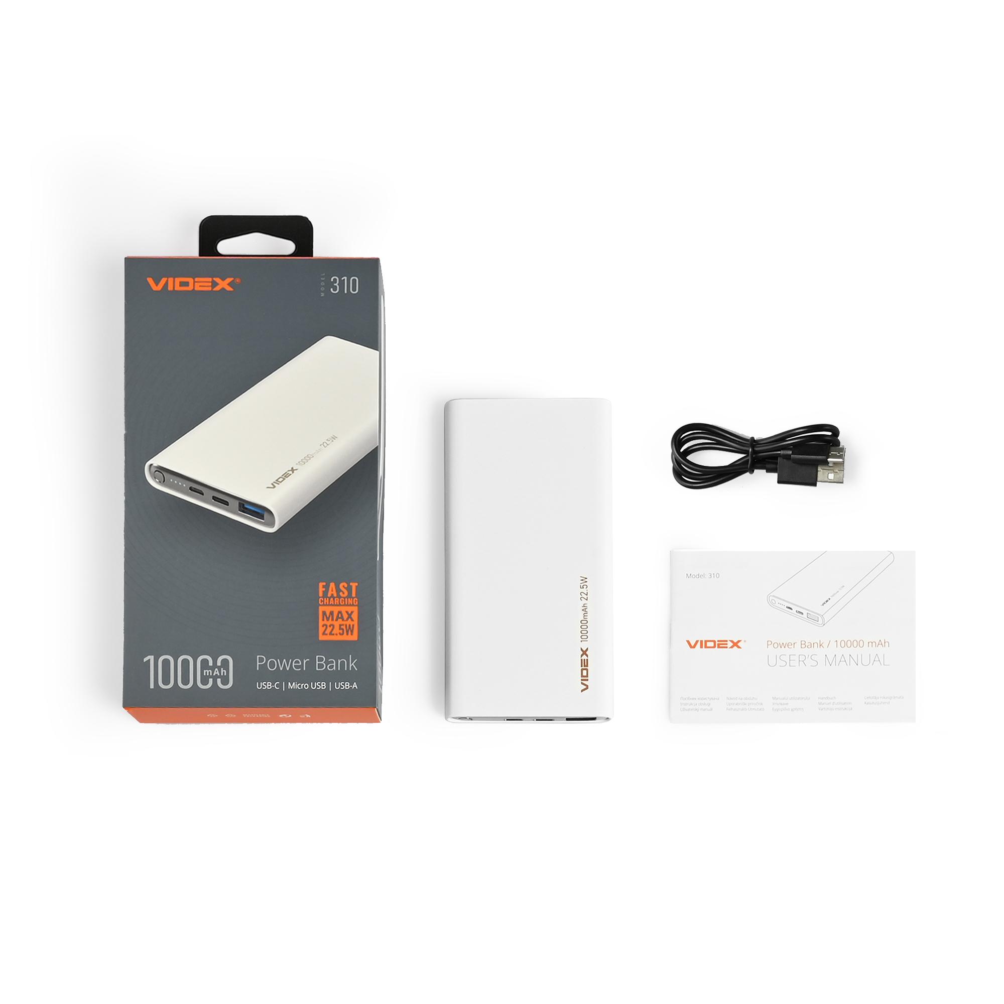 Повербанк 10000mAh VIDEX VPB-310 22.5W White — фото 7 з 7