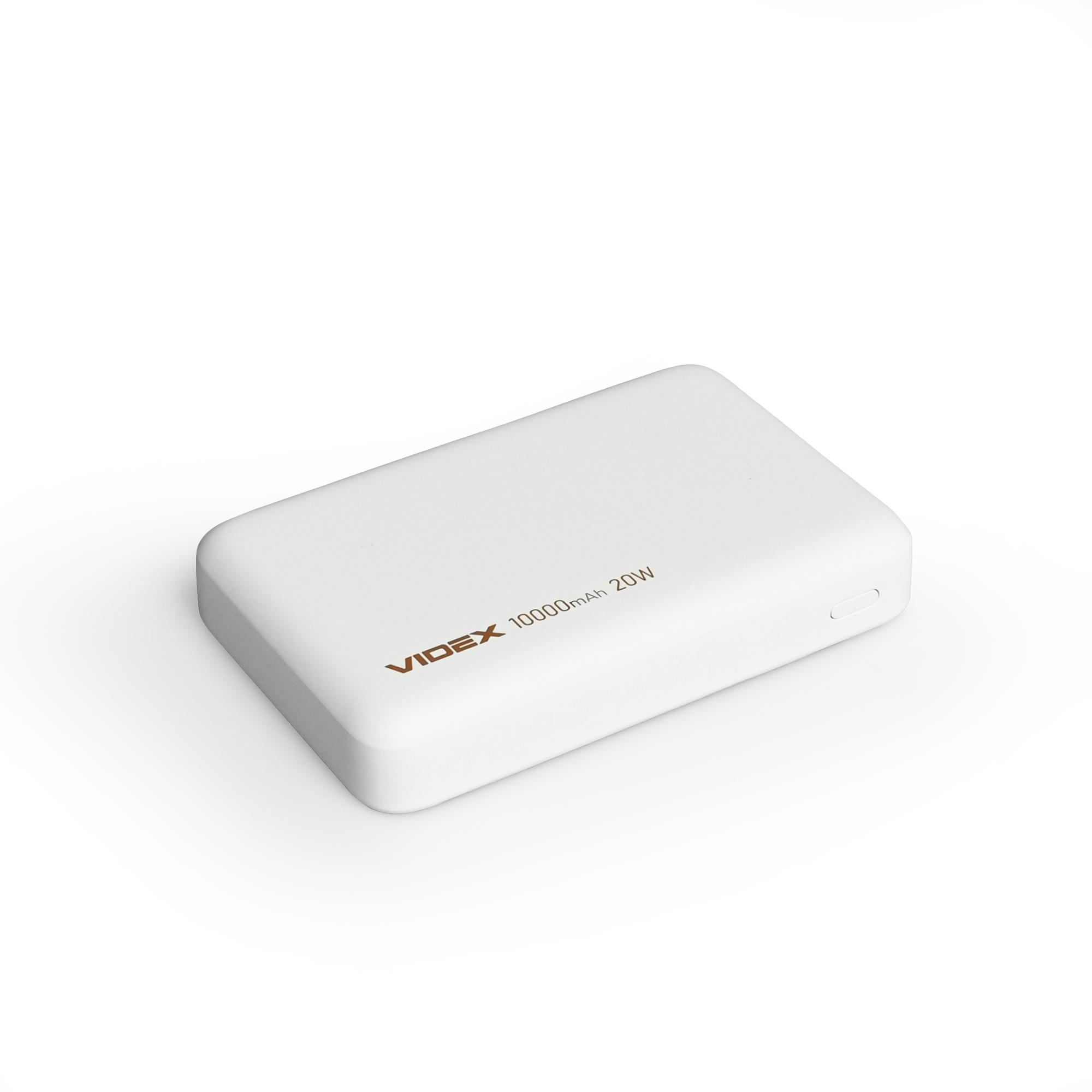 Повербанк з бездротовою зарядкою 10000mAh VIDEX VPB-331 PD20W White — фото 6 з 10