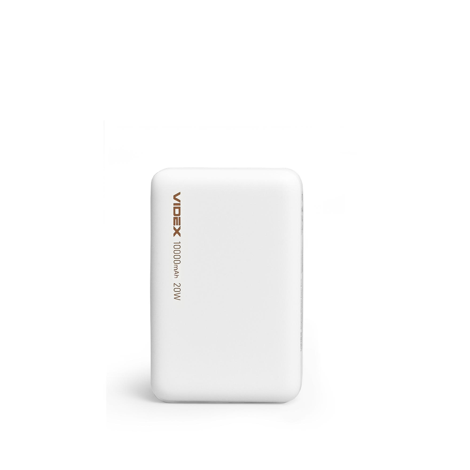 Повербанк з бездротовою зарядкою 10000mAh VIDEX VPB-331 PD20W White — фото 2 з 10