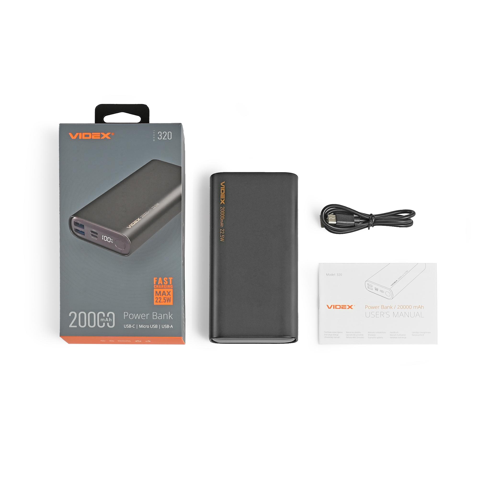 Повербанк 20000mAh VIDEX VPB-320 22.5W Black — фото 7 з 7