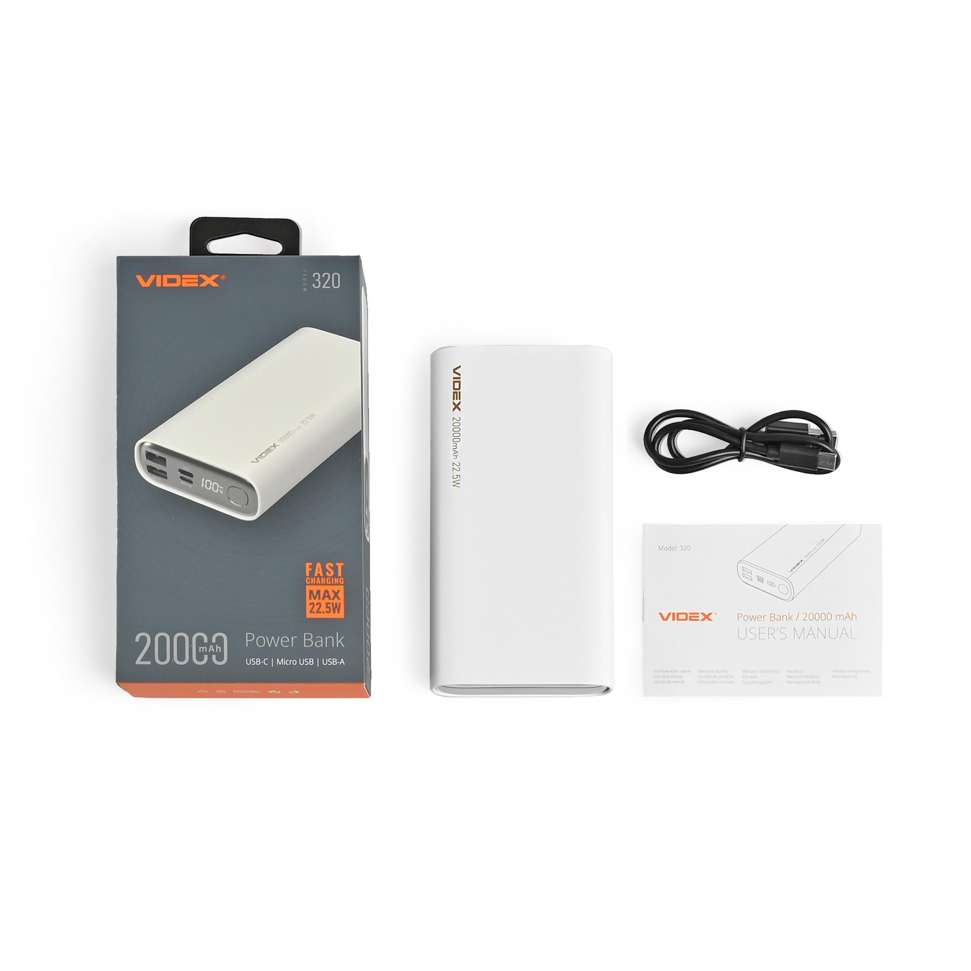 Повербанк 20000mAh VIDEX VPB-320 22.5W White — фото 7 з 7