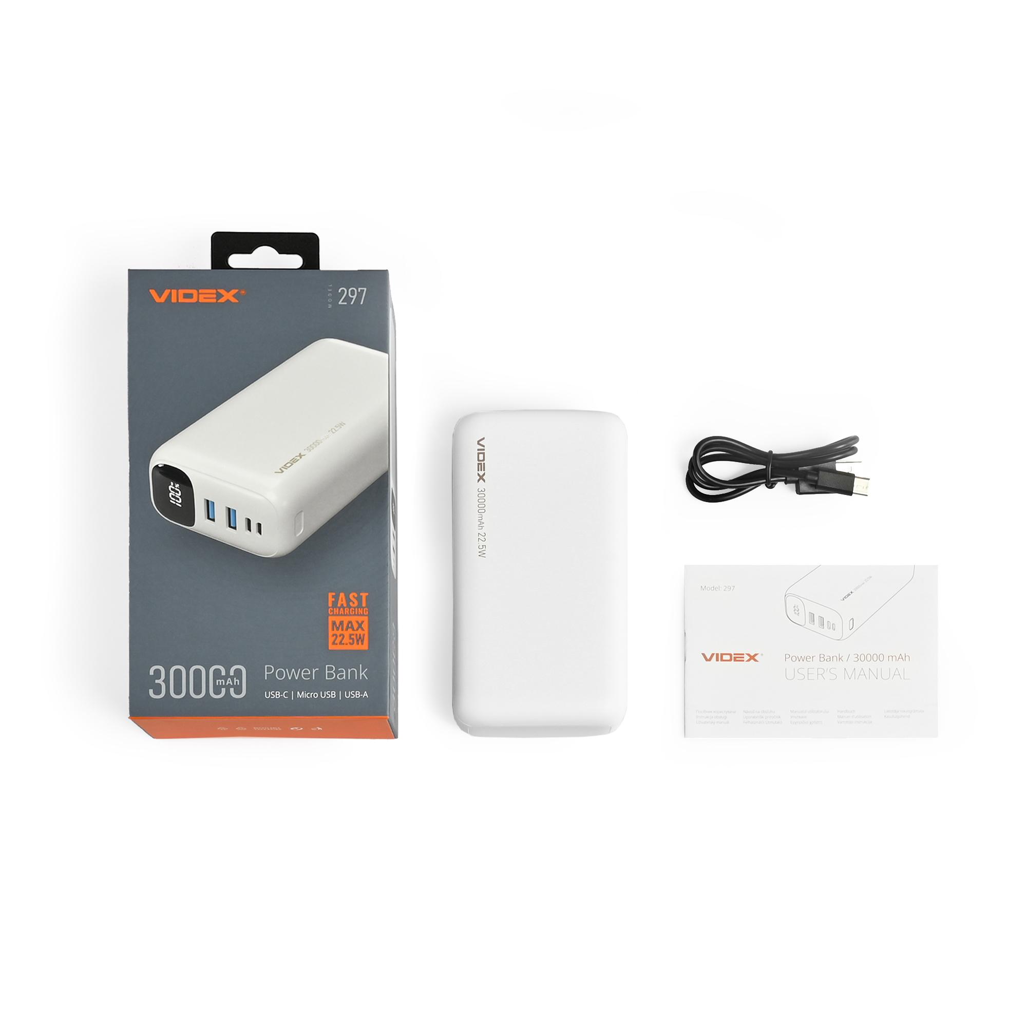 Повербанк 30000mAh VIDEX VPB-297 22.5W White — фото 7 з 7