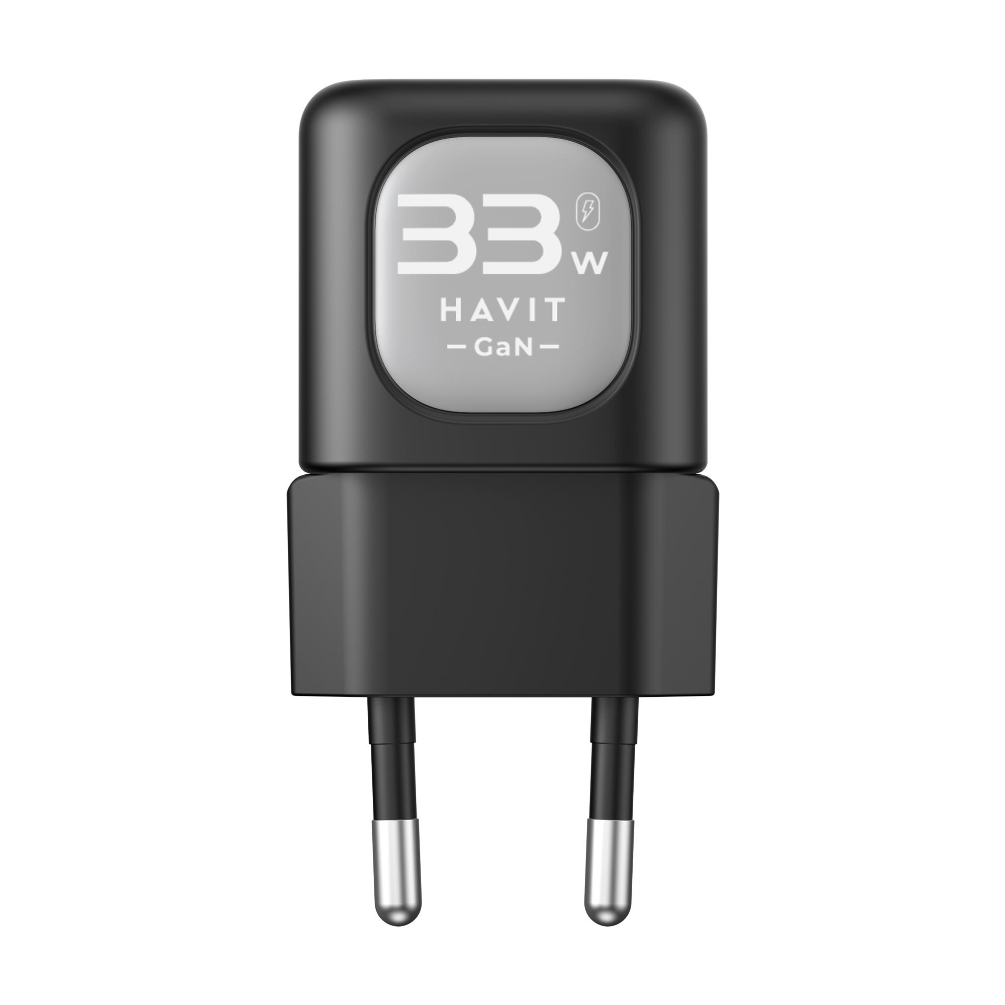 Зарядний пристрій HAVIT HV-UC230 GaN 33W USB-A+USB-C Black — фото 4 з 5