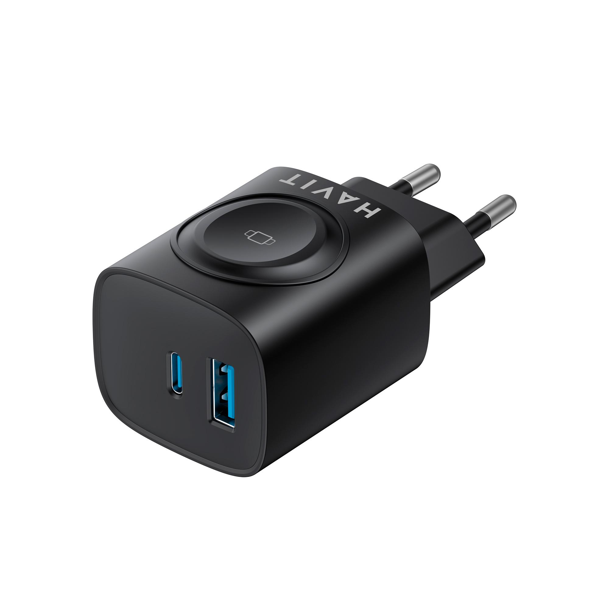 Зарядний пристрій HAVIT HV-UC132 22W USB-A+USB-C+Watch Charger Black — фото 5 з 7