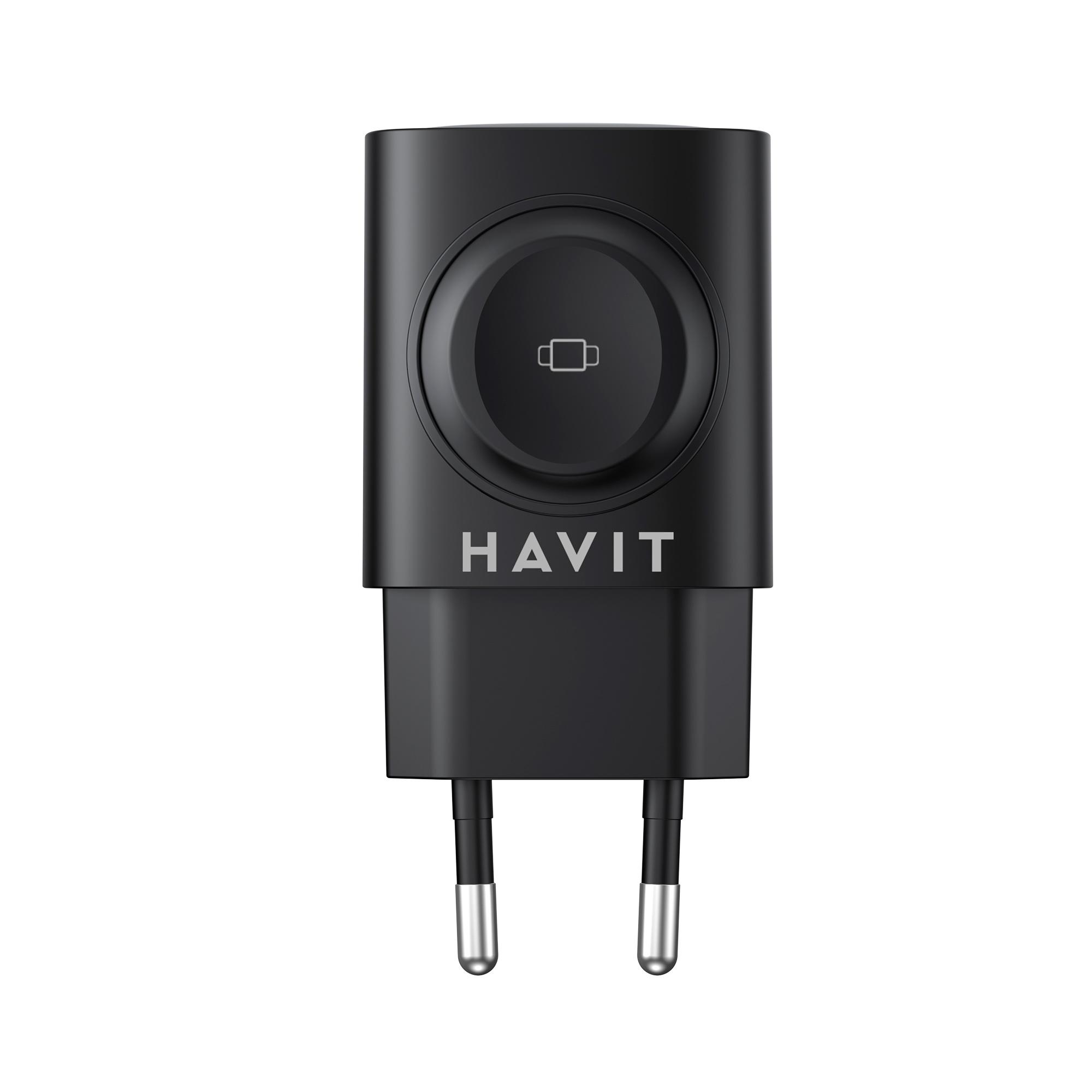 Зарядний пристрій HAVIT HV-UC132 22W USB-A+USB-C+Watch Charger Black — фото 3 з 7