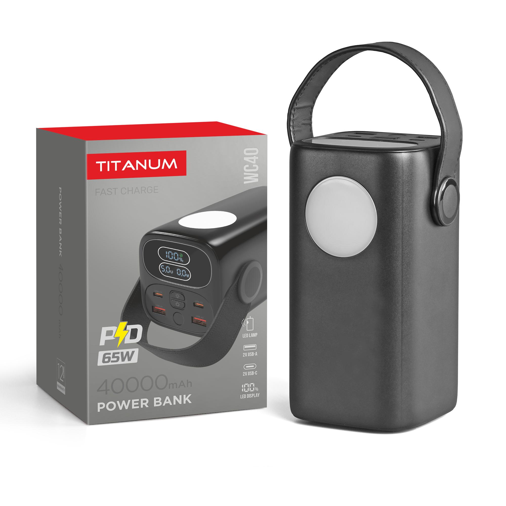 Повербанк 40000mAh TITANUM WC40 PD65W Black — фото 1 з 10