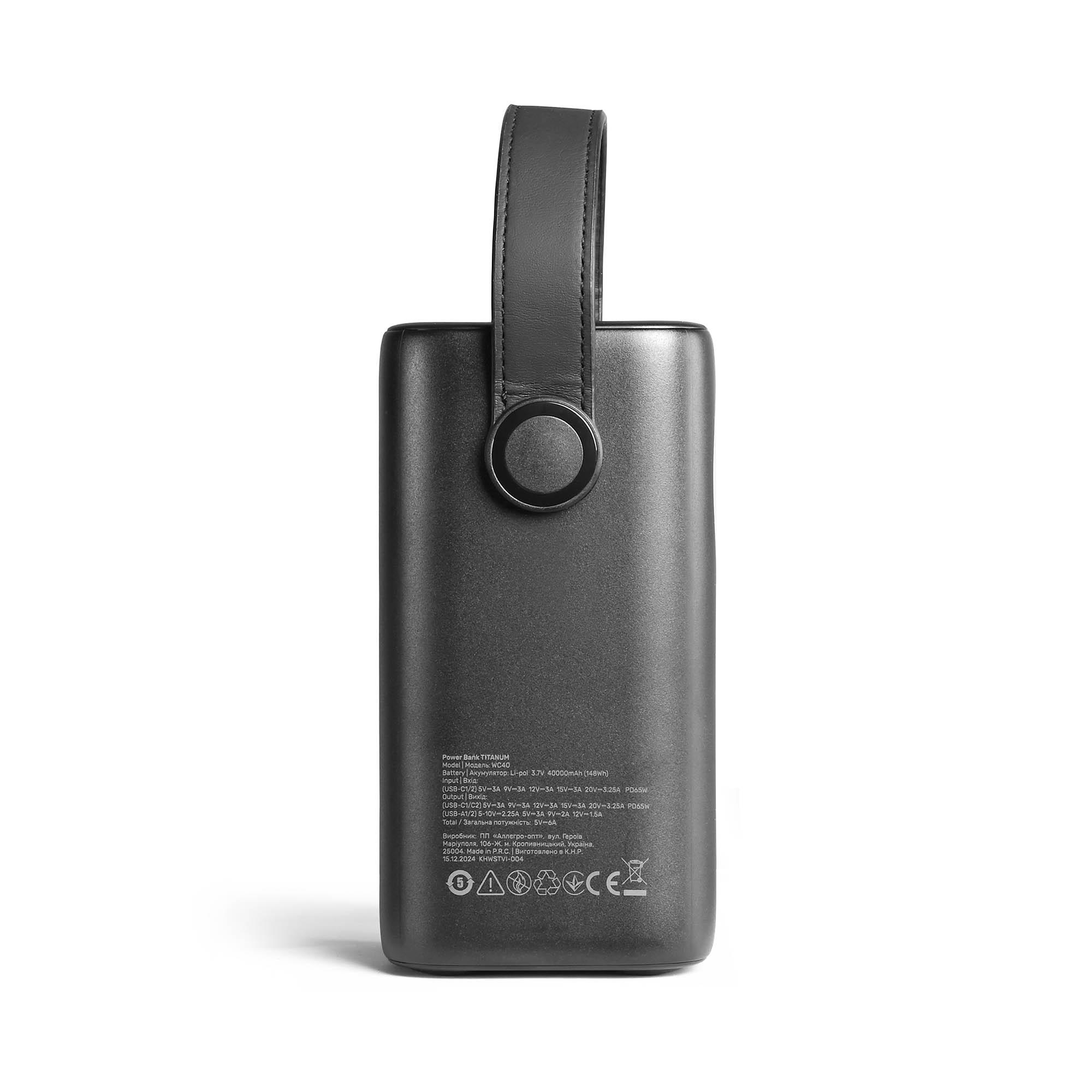 Повербанк 40000mAh TITANUM WC40 PD65W Black — фото 7 з 10