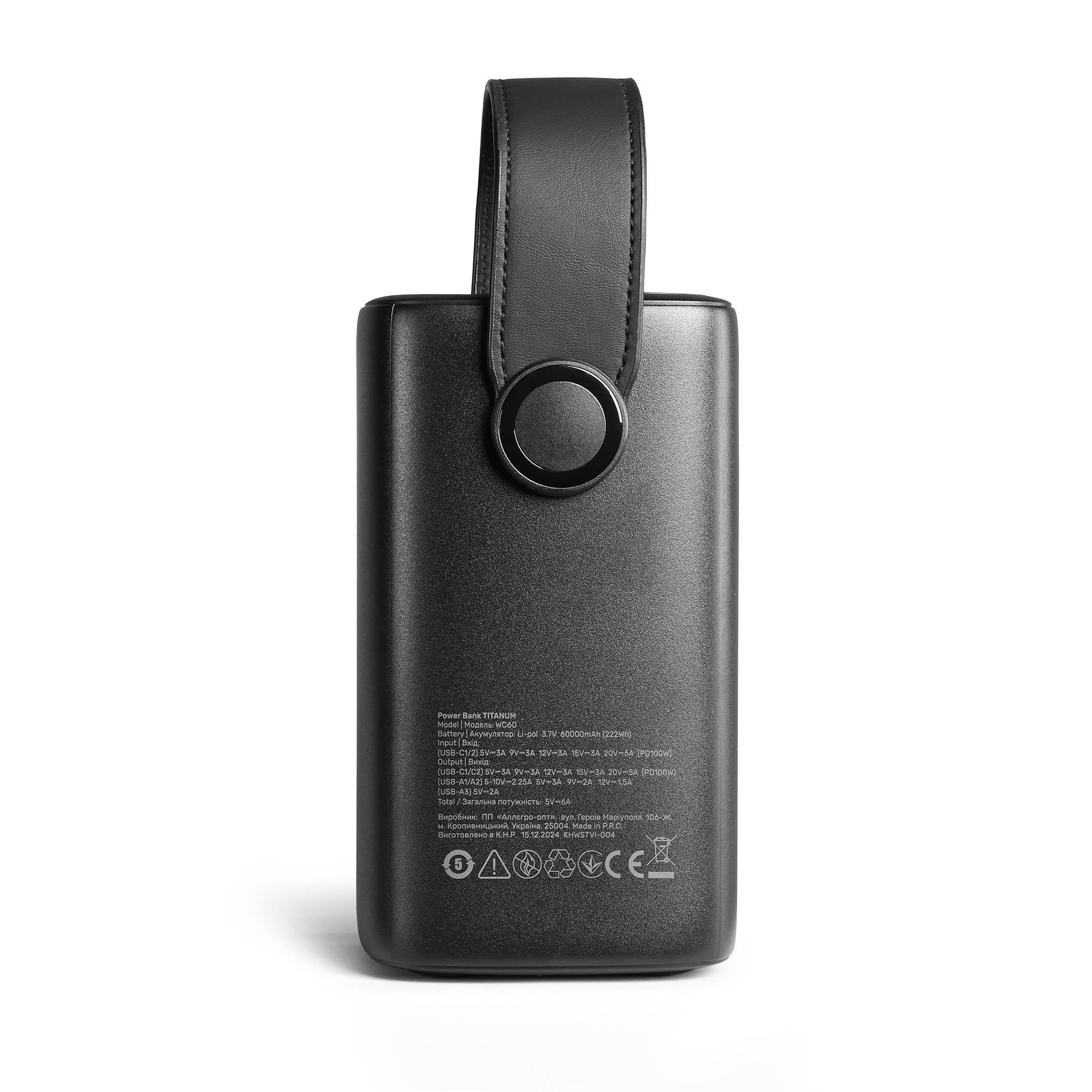 Повербанк 60000mAh TITANUM WC60 PD100W Black — фото 7 з 11