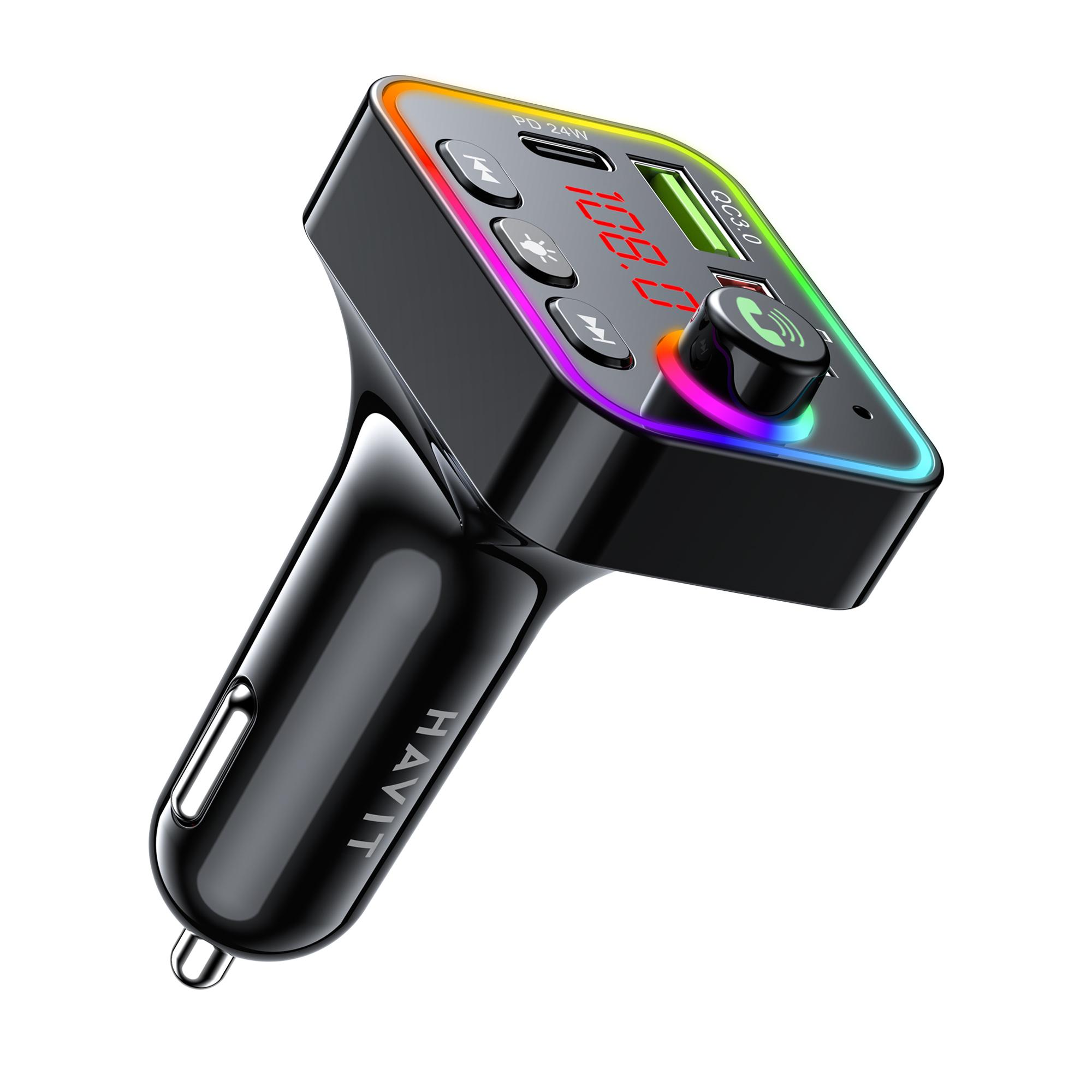 FM модулятор HAVIT HV-FM819BT USB-A+USB-C PD24W RGB Black — фото 5 з 5