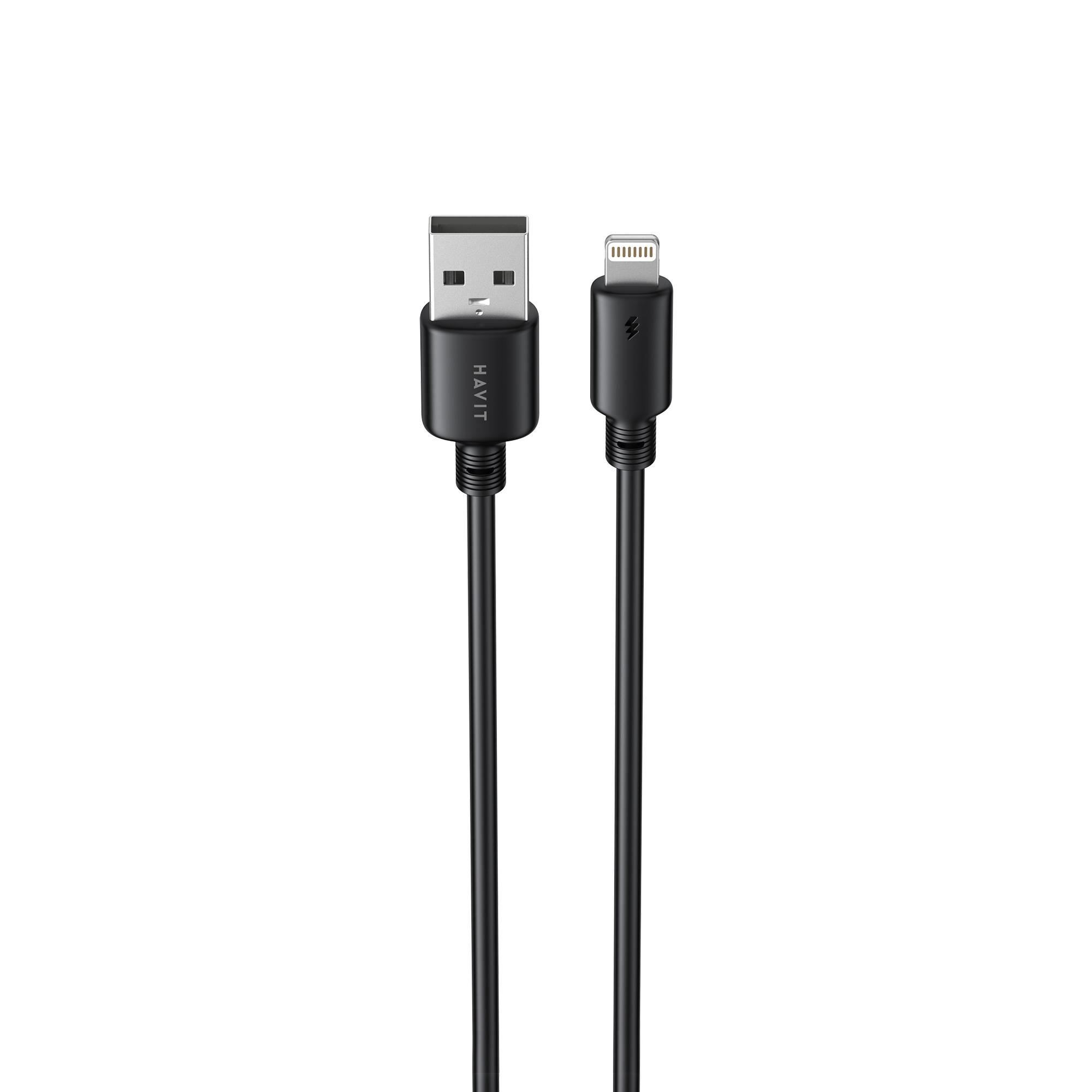 Кабель USB - Lightning HAVIT CB301C 2.4A 1м Black — фото 2 з 4