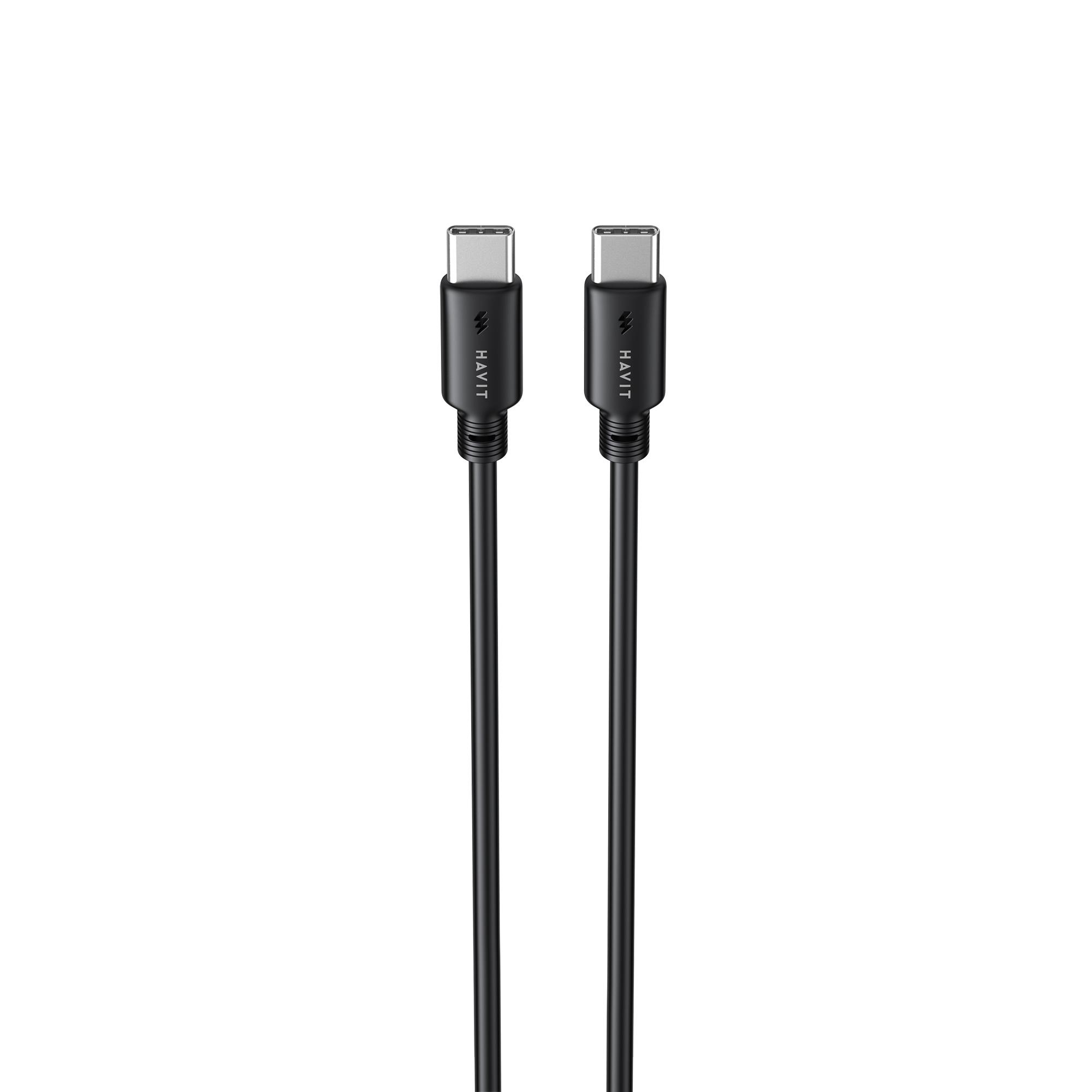 Кабель USB-C - USB-C HAVIT CB303C PD60W 3A 1м Black — фото 2 з 4