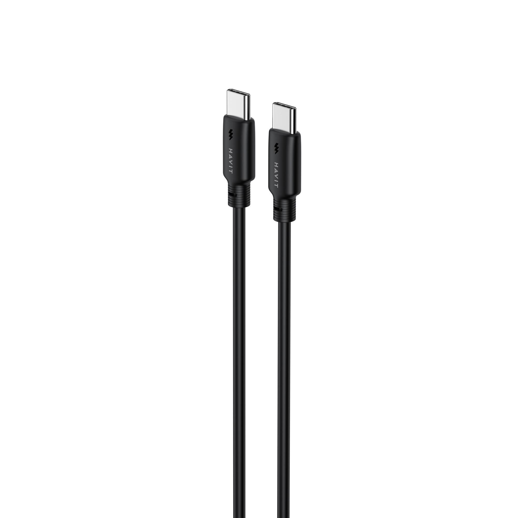 Кабель USB-C - USB-C HAVIT CB303C PD60W 3A 1м Black — фото 3 з 4