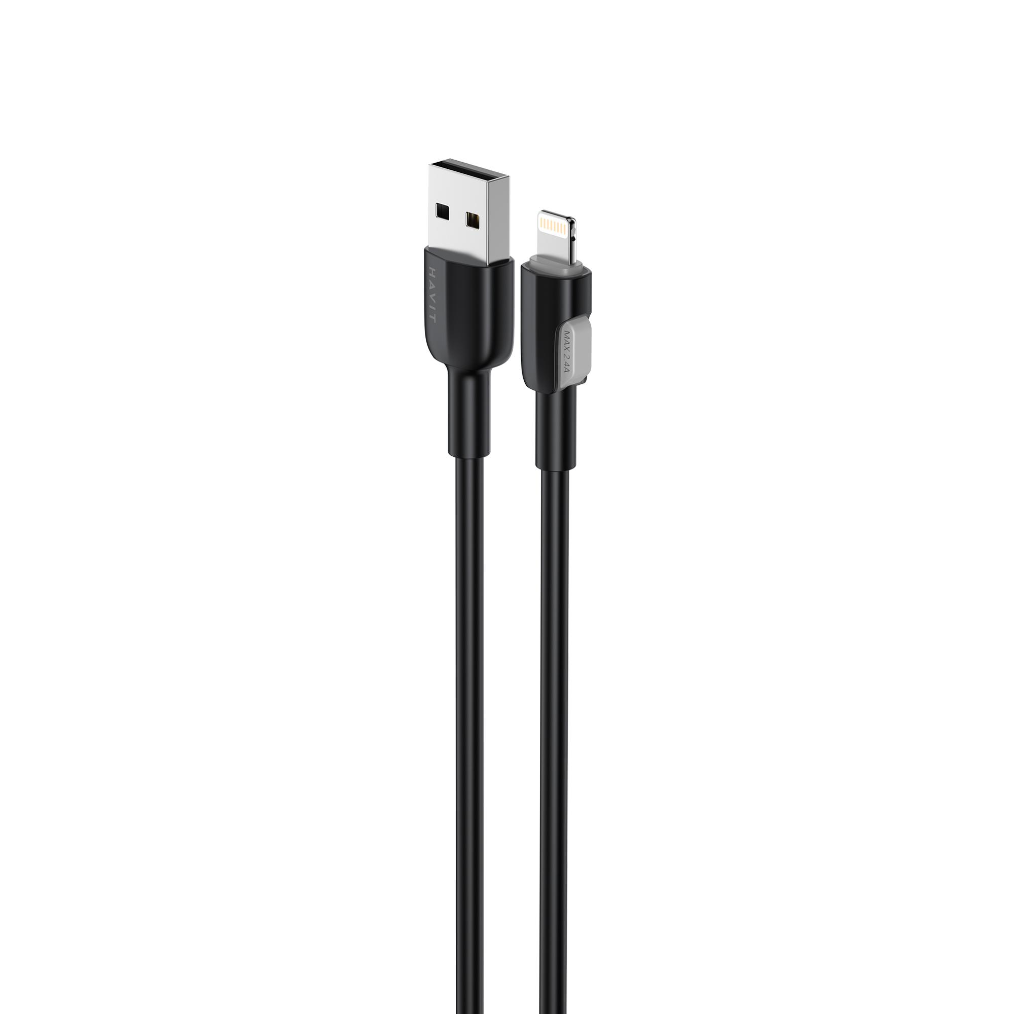 Кабель USB - Lightning HAVIT CB306C 2.4A 1м Black (силіконовий) — фото 3 з 4