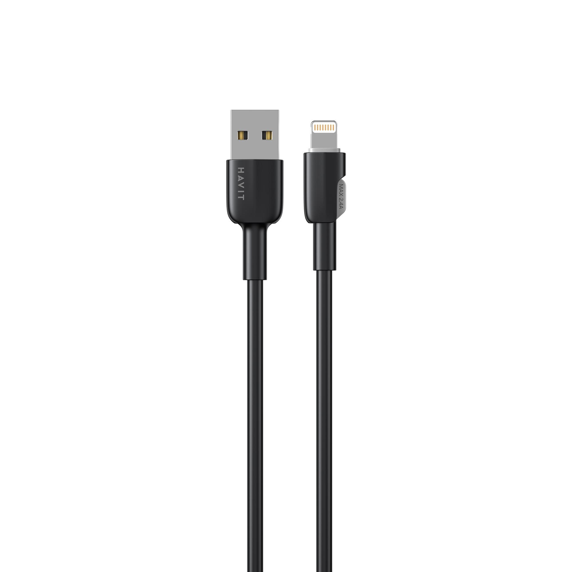 Кабель USB - Lightning HAVIT CB306C 2.4A 1м Black (силіконовий) — фото 1 з 4