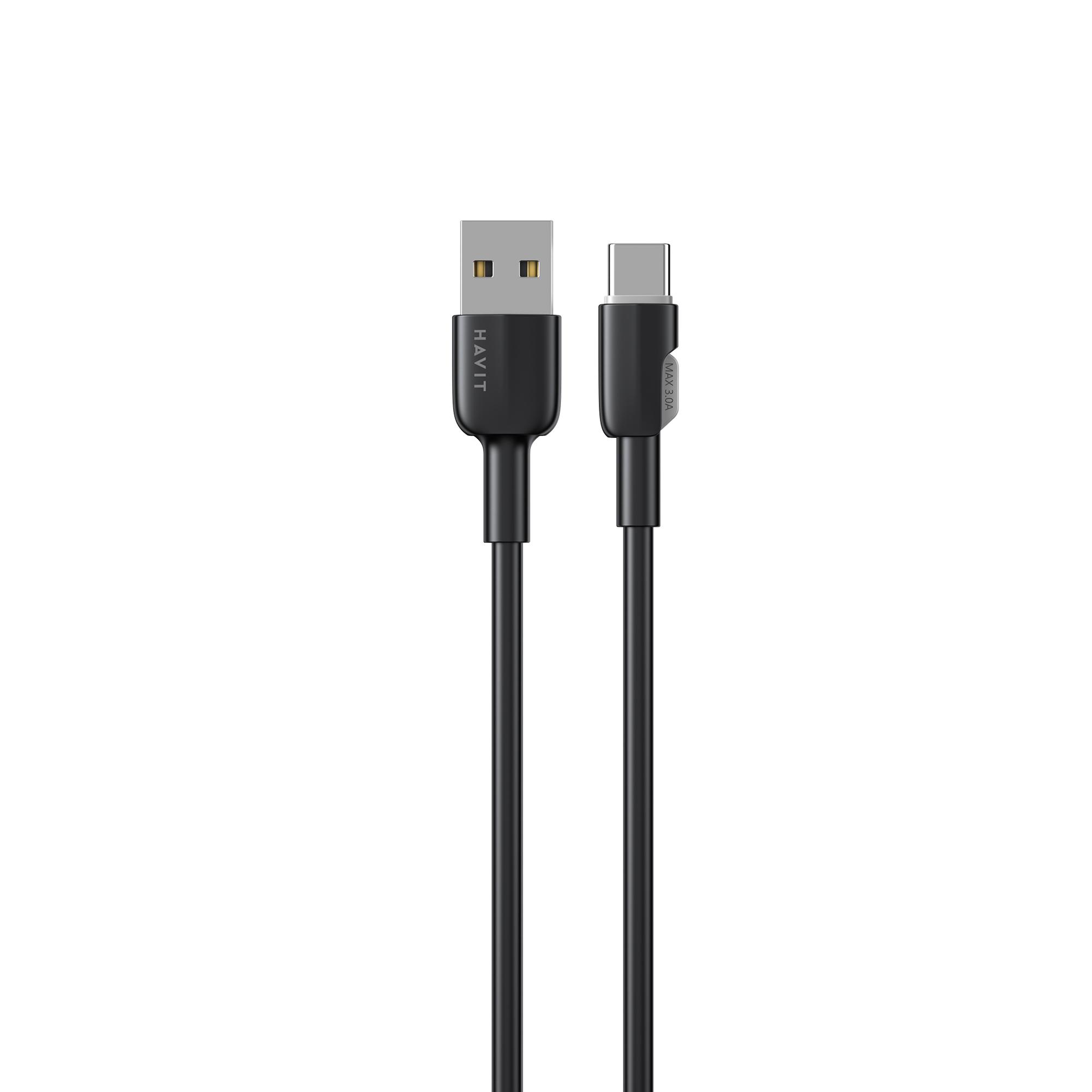 Кабель USB - USB-C HAVIT CB307C 3A 1м Black (силіконовий)