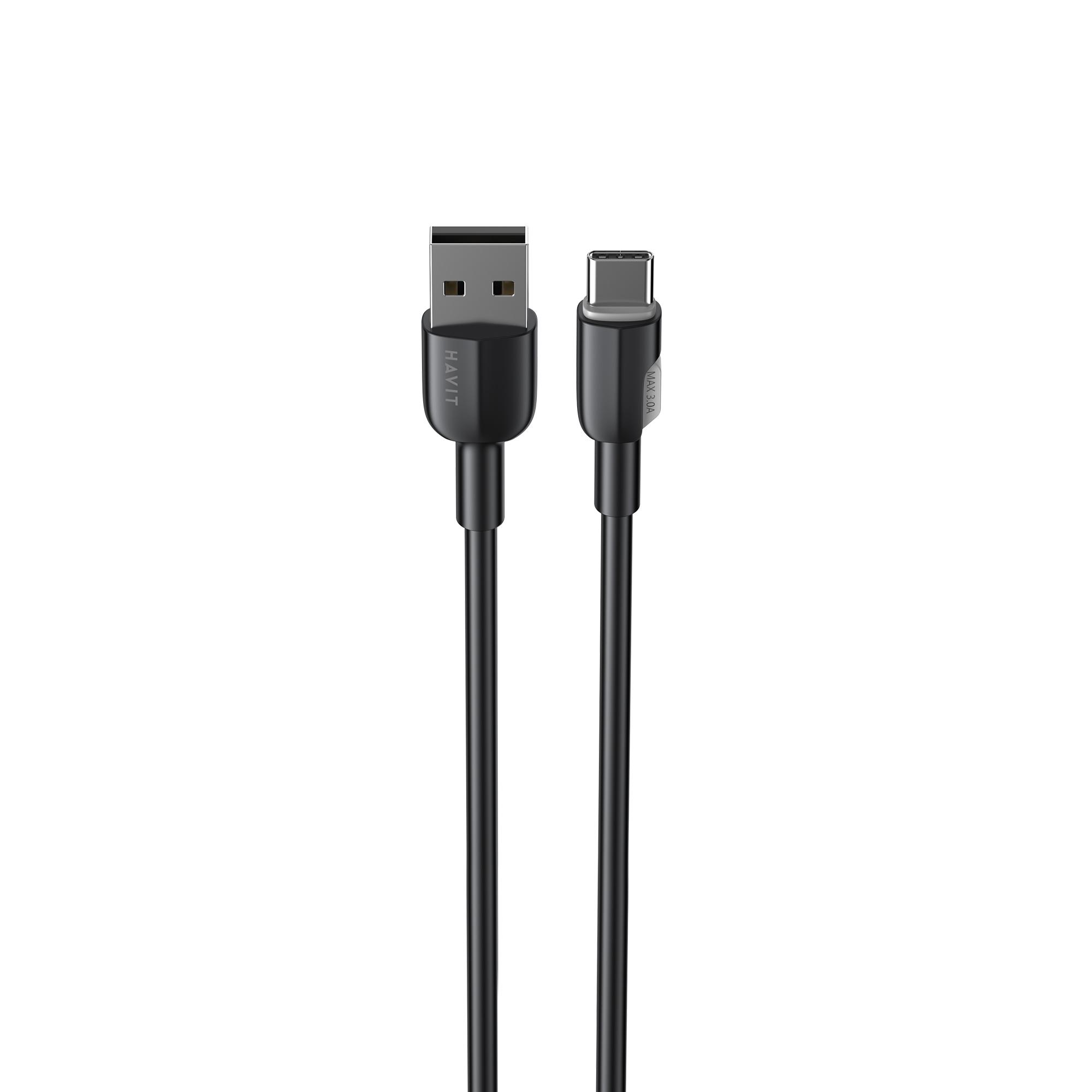Кабель USB - USB-C HAVIT CB307C 3A 1м Black (силіконовий) — фото 2 з 4