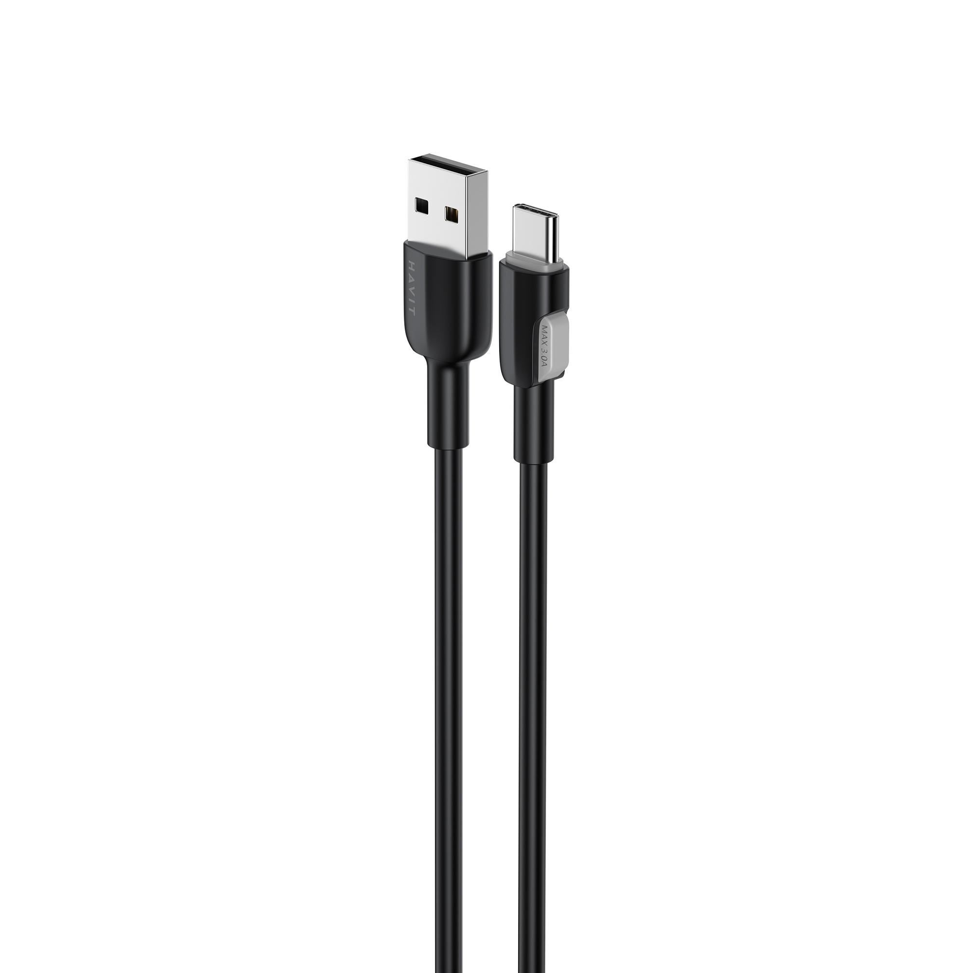 Кабель USB - USB-C HAVIT CB307C 3A 1м Black (силіконовий) — фото 3 з 4