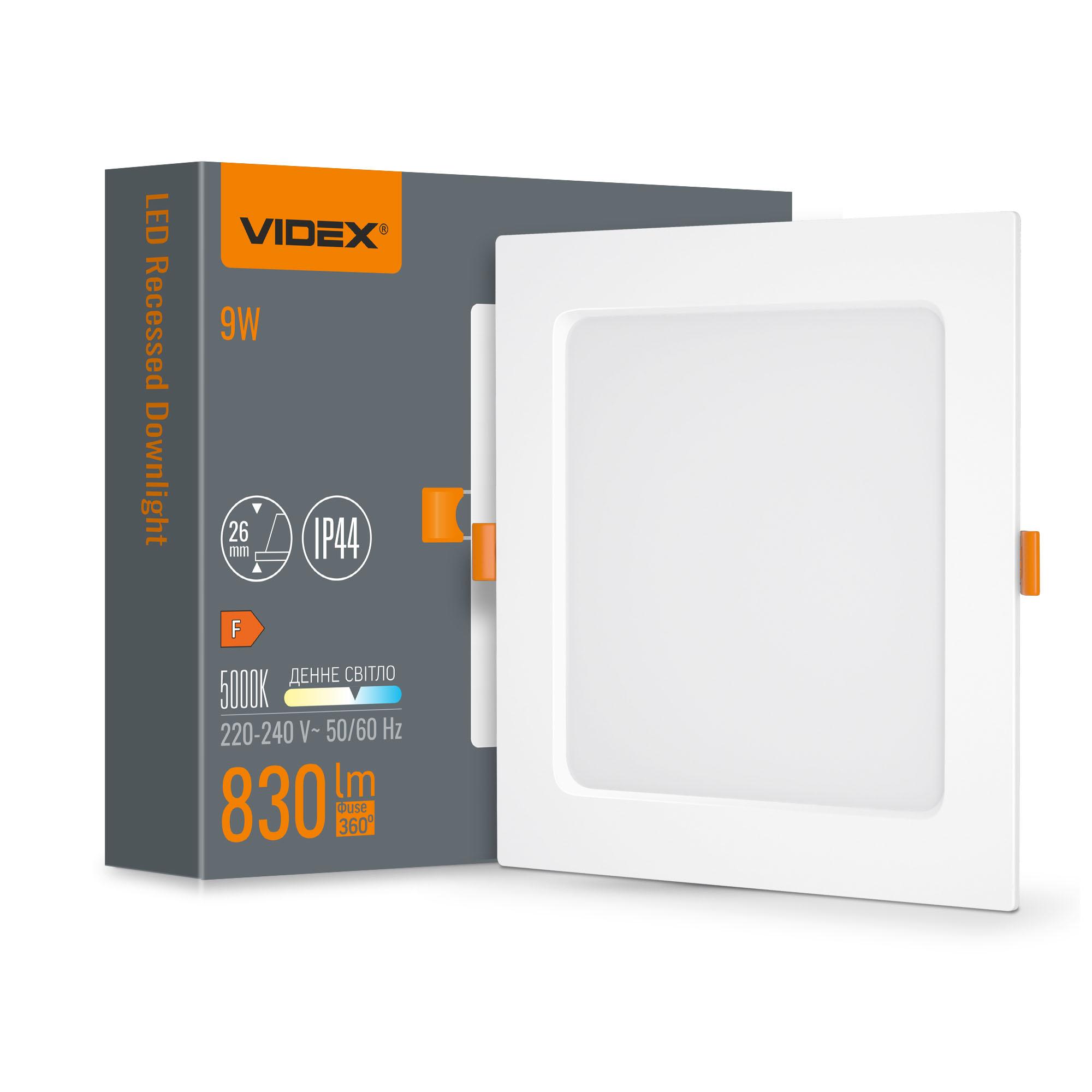 LED світильник Back вбудований квадрат VIDEX 9W 5000K