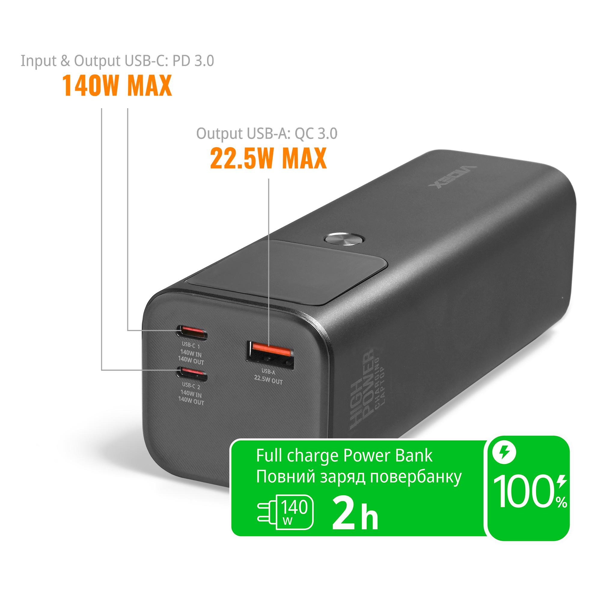 Повербанк 30000mAh VIDEX VPB-316 162W PD140W +Display — фото 12 з 14