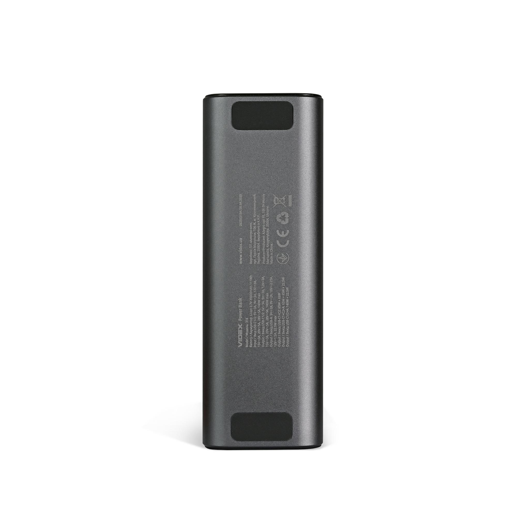 Повербанк 30000mAh VIDEX VPB-316 162W PD140W +Display — фото 3 з 14
