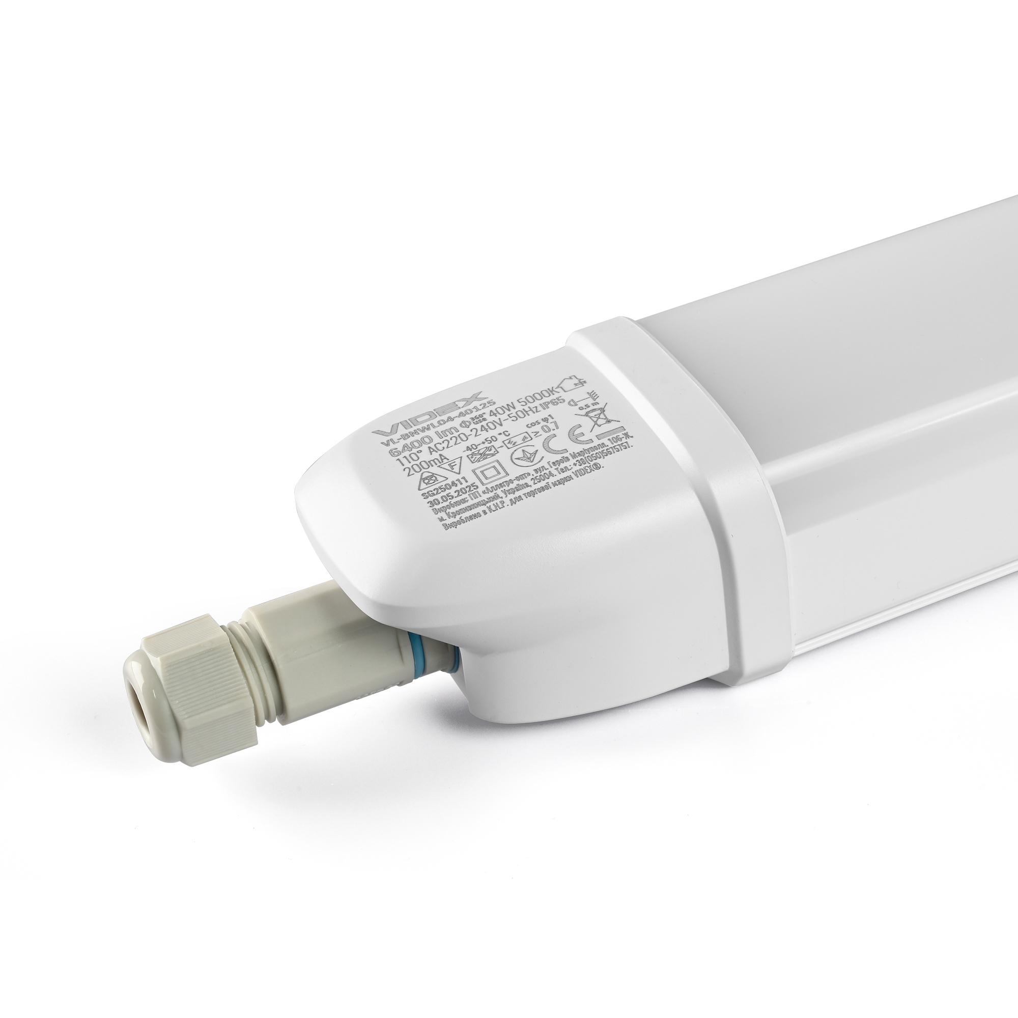 LED світильник IP65 лінійний магістральний VIDEX BNWL04 40W 1.2М 5000K 220V — фото 5 з 16