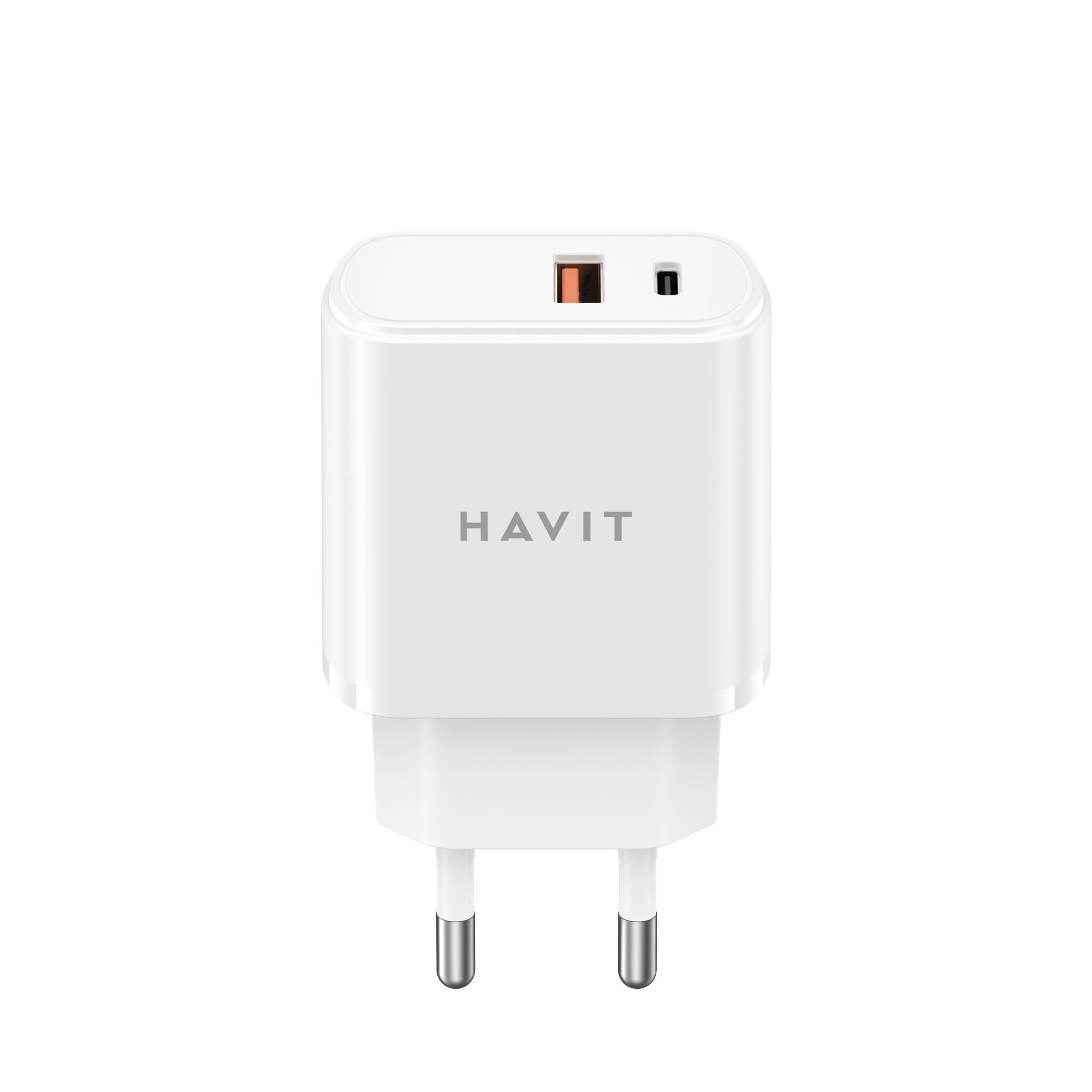 Зарядний пристрій HAVIT UCP019 20W USB-A+USB-C White — photo 2 of 5