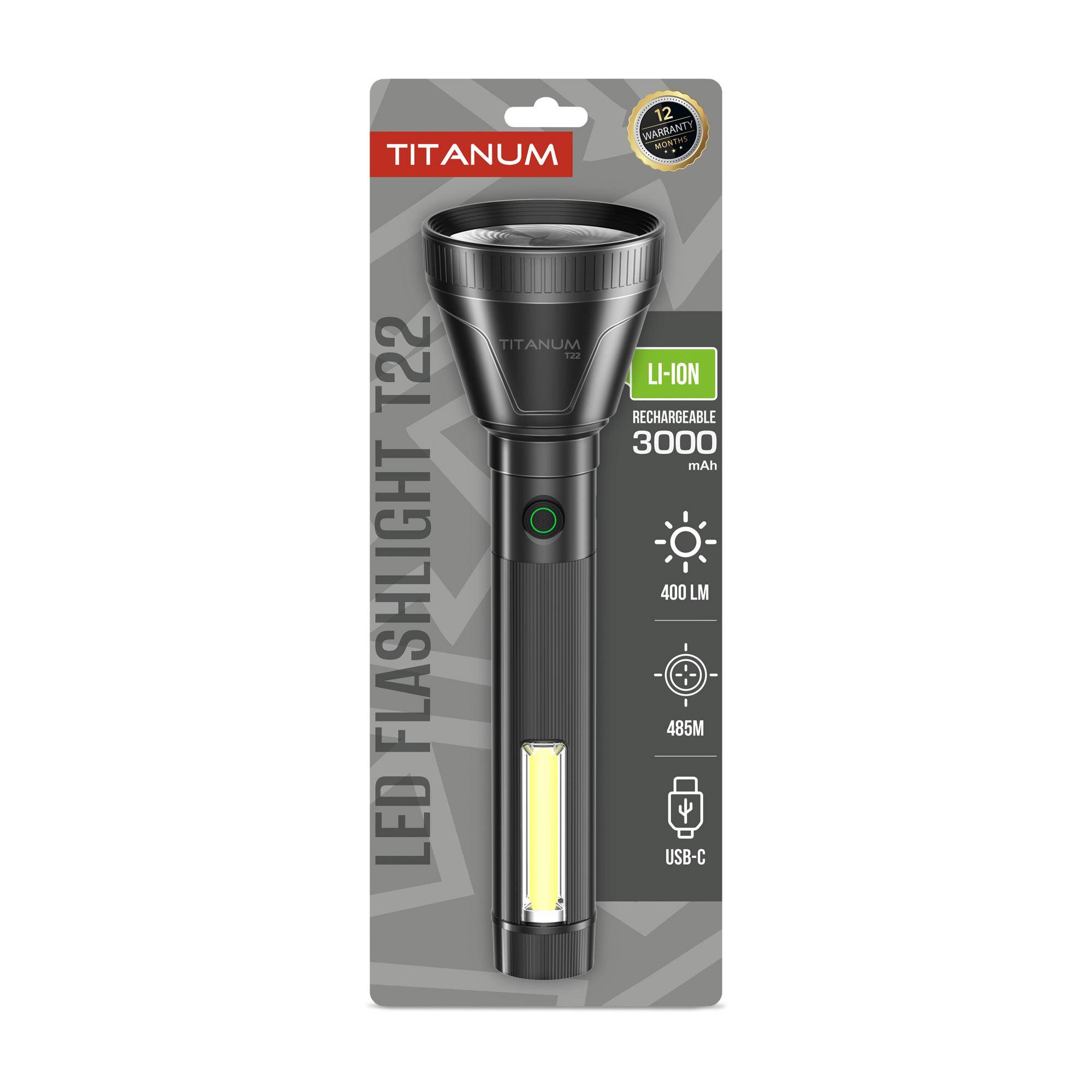Портативний світлодіодний ліхтар TITANUM TLF-T22 400Lm Black — фото 1 з 1