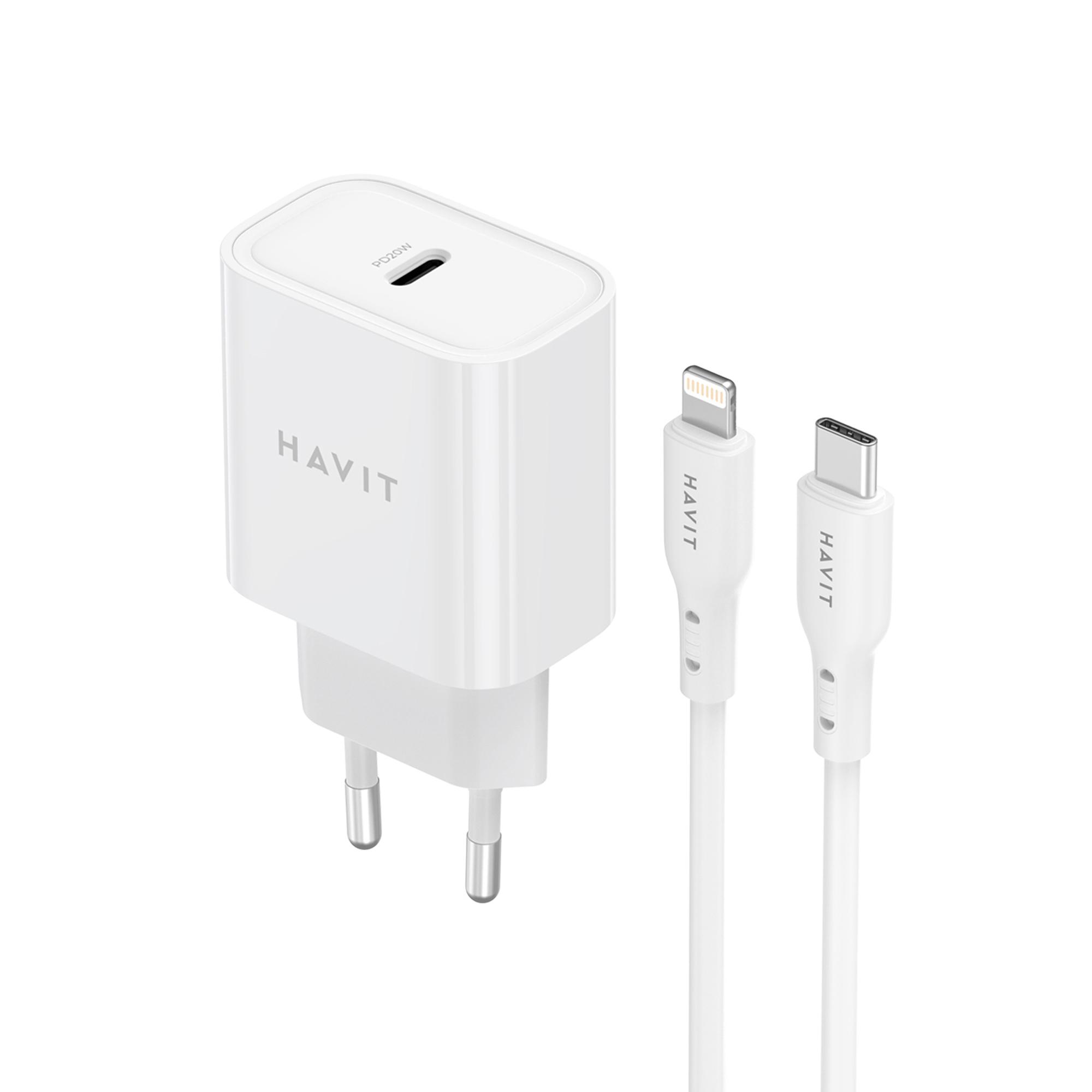 Зарядний пристрій HAVIT ST935 20W USB-C з кабелем USB-C - Lightning — фото 1 з 4
