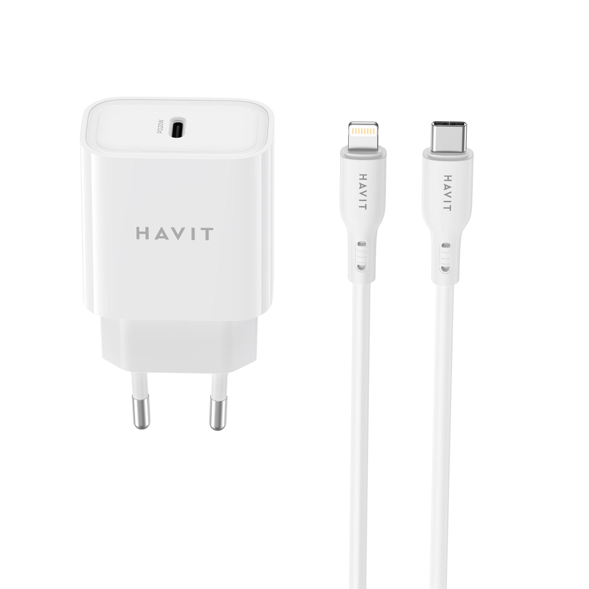 Зарядний пристрій HAVIT ST935 20W USB-C з кабелем USB-C - Lightning — фото 2 з 4