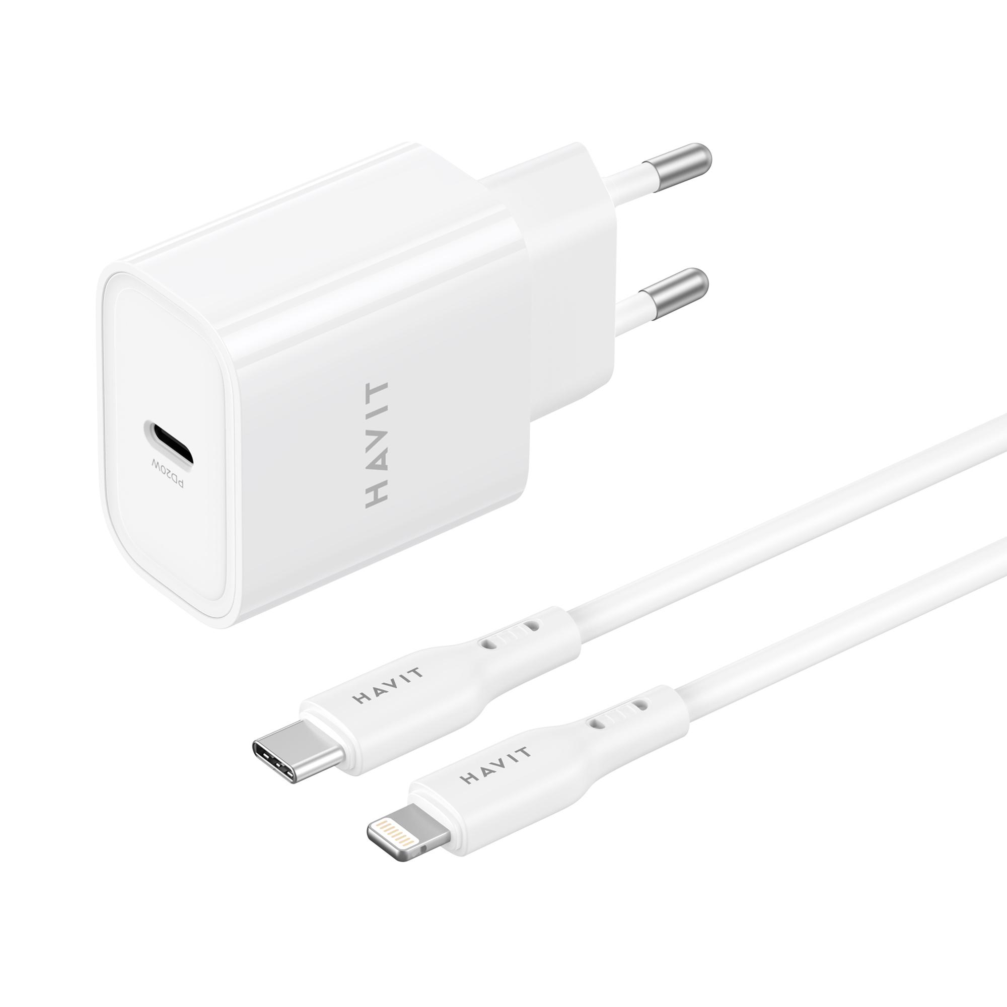 Зарядний пристрій HAVIT ST935 20W USB-C з кабелем USB-C - Lightning — фото 4 з 4