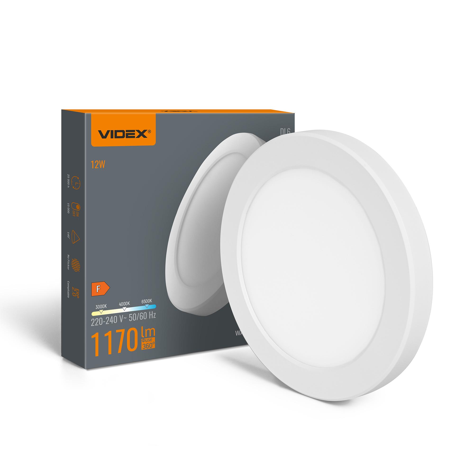 LED світильник круглий VIDEX DL6R 12W 3000K-4000K-6500K White