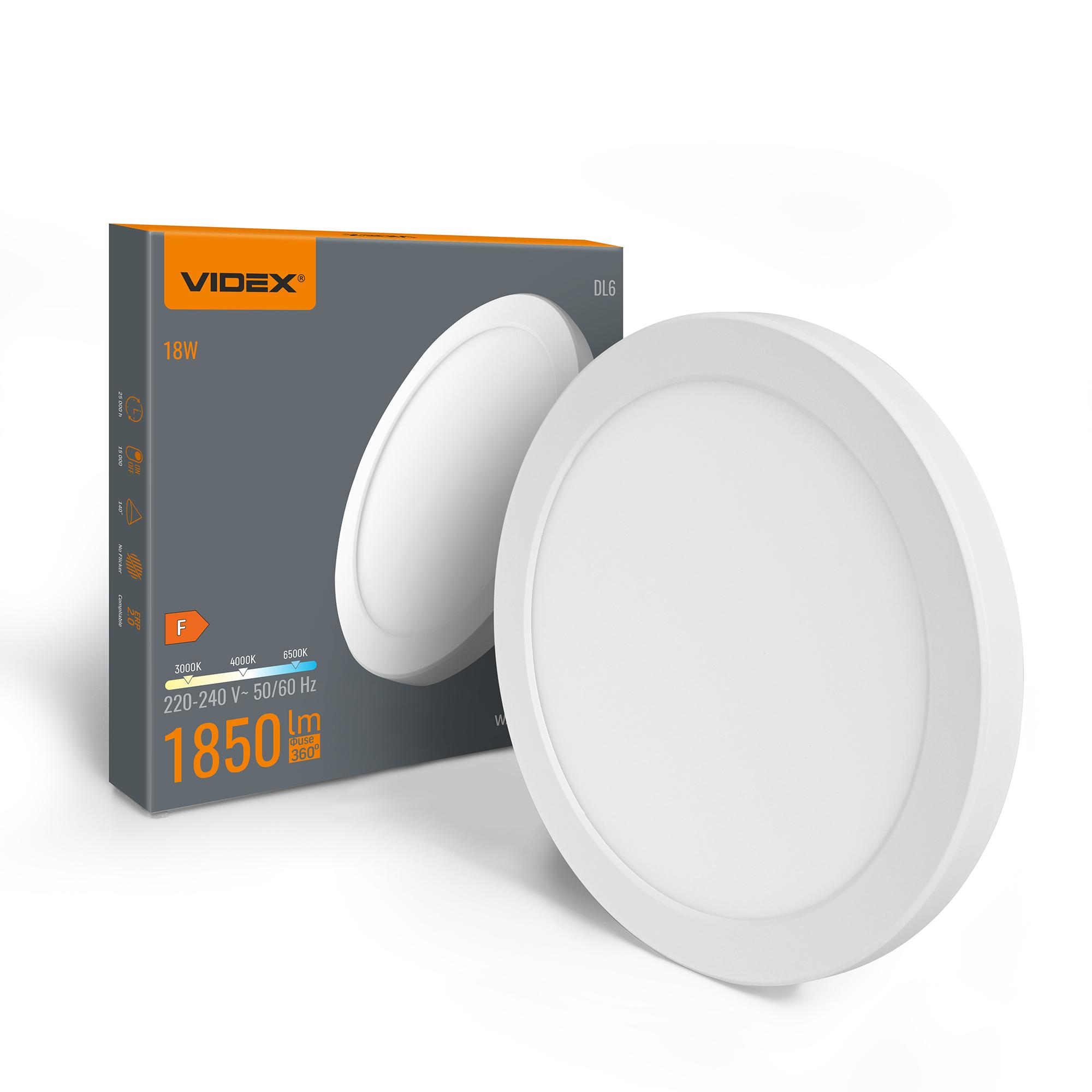 LED світильник круглий VIDEX DL6R 18W 3000K-4000K-6500K White — фото 1 з 11