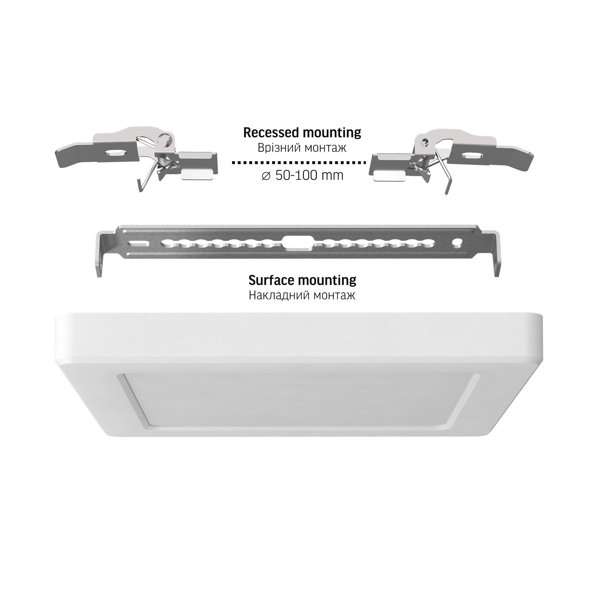 LED світильник квадратний VIDEX DL6S 12W 3000K-4000K-6500K White — фото 8 з 10