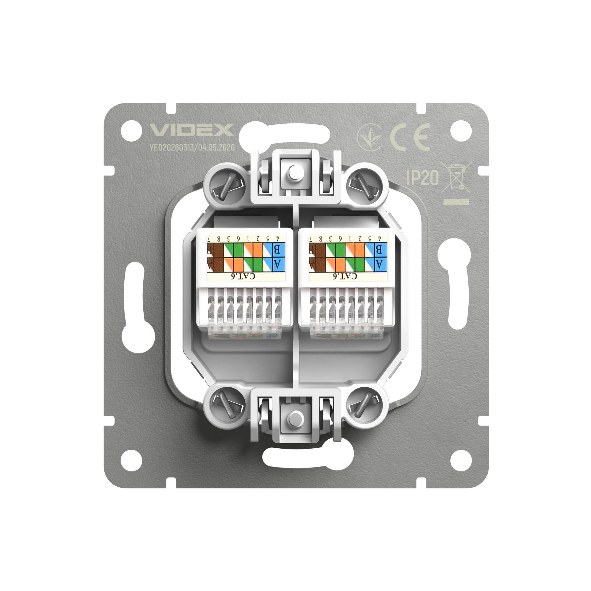 Розетка CAT6e подвійна комп'ютерна мокко VIDEX NOTA (VF-NT-SK2PC6-BR) — фото 4 з 4