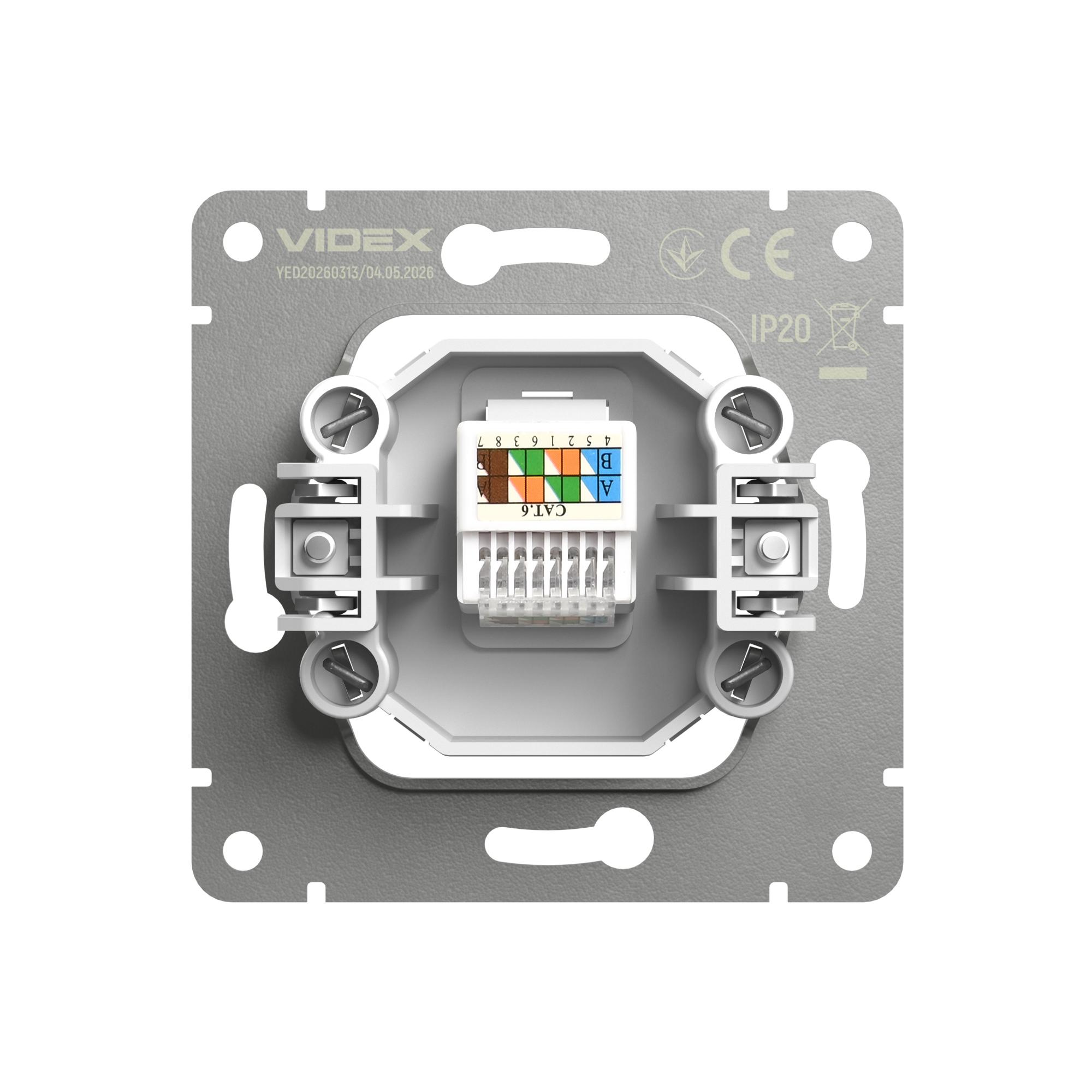 Розетка CAT6e одинарна комп'ютерна біла матова VIDEX NOTA (VF-NT-SK1PC6-WH) — фото 4 з 4
