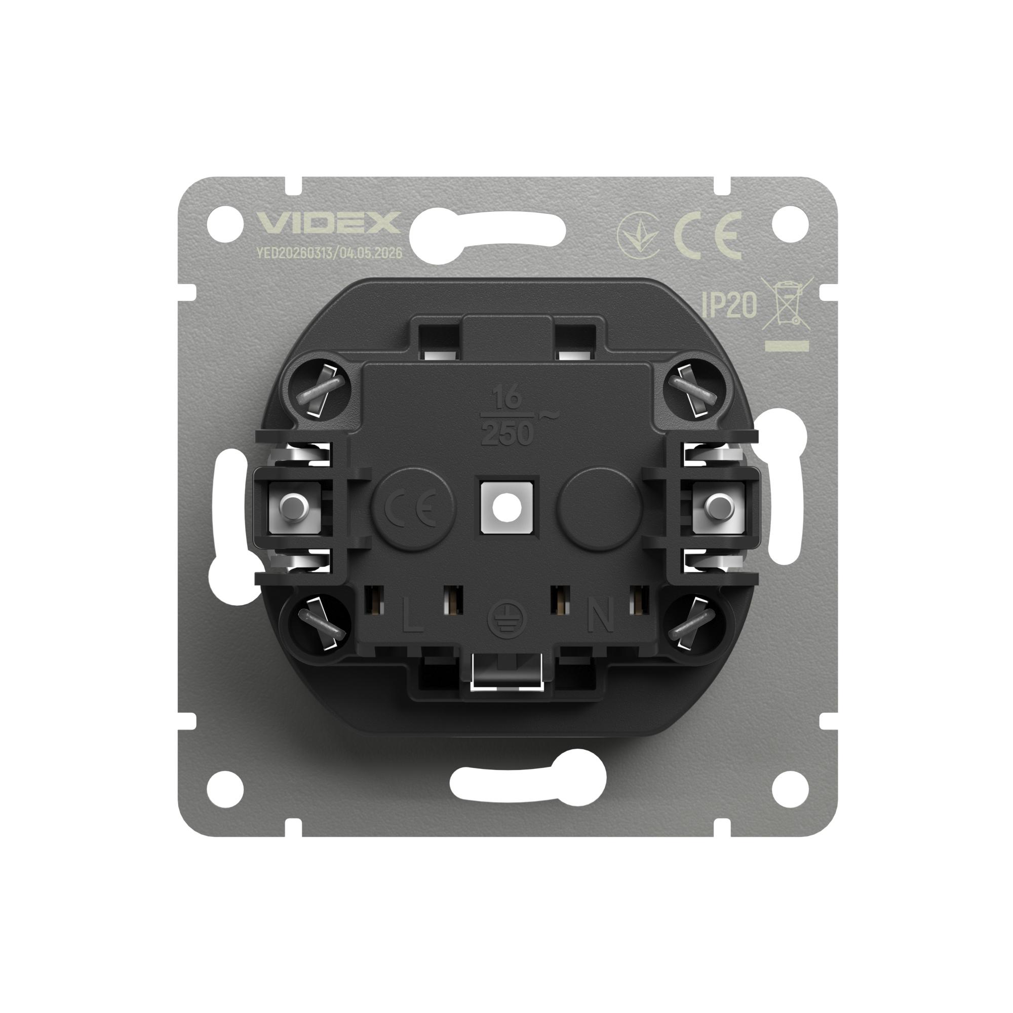 Розетка одинарна із заземленням та кришкою сірий графіт VIDEX NOTA (VF-NT-SK1GC-GR) — фото 5 з 5